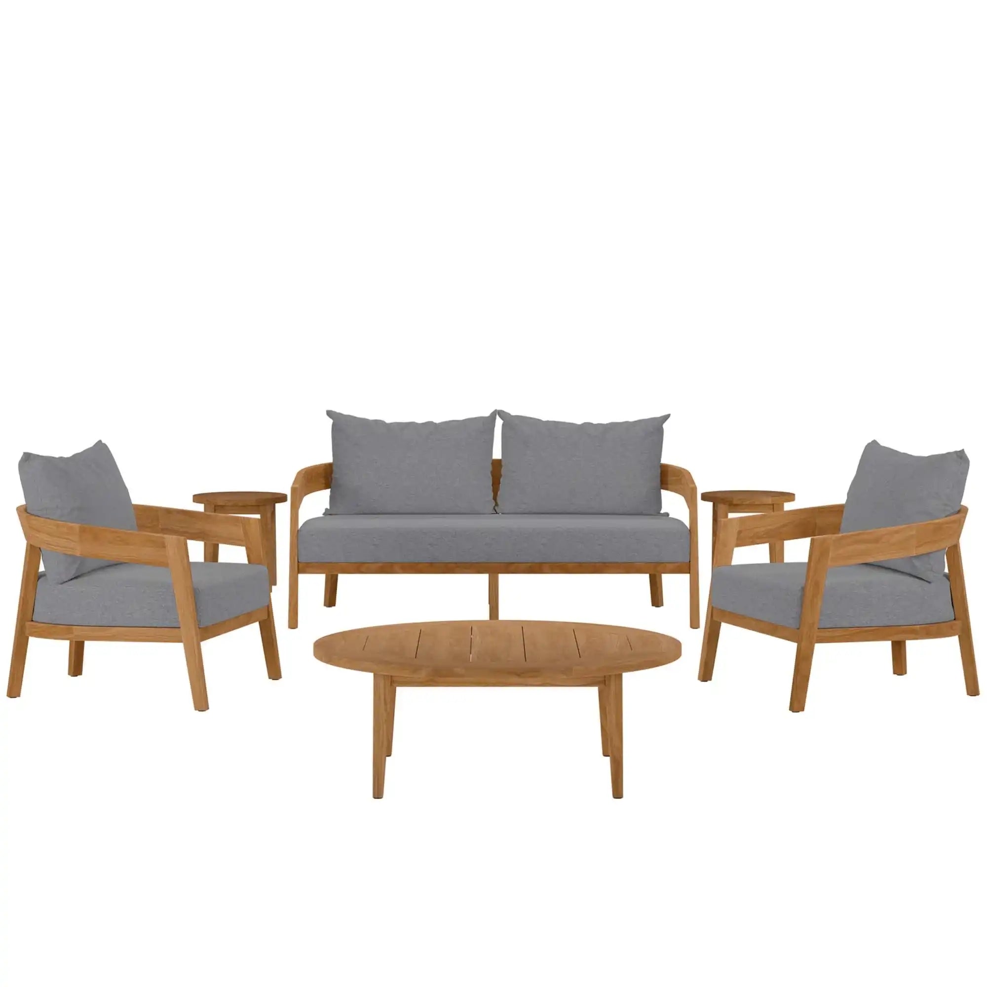 Brisbane 6-Piece Teak Wood Outdoor Patio Set by Modway - Best Buy Furniture