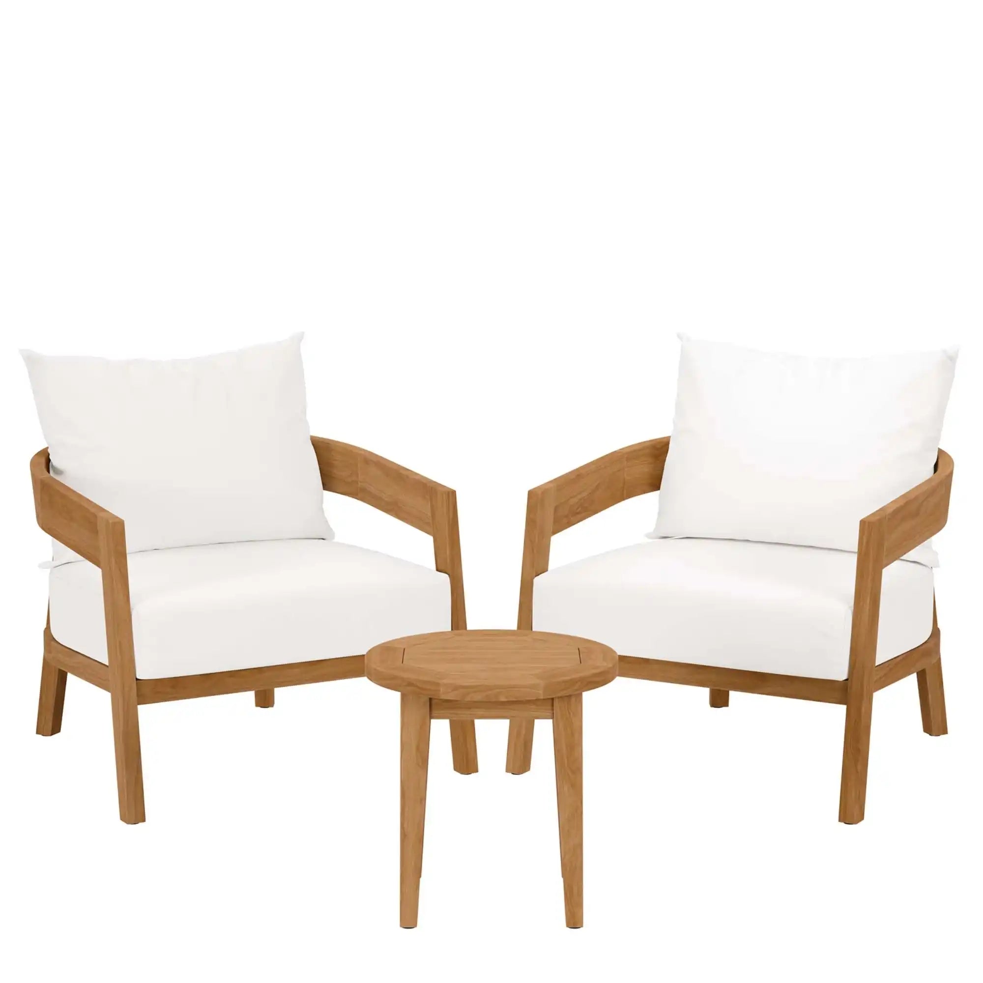Brisbane 3-Piece Teak Wood Outdoor Patio Set by Modway - Best Buy Furniture
