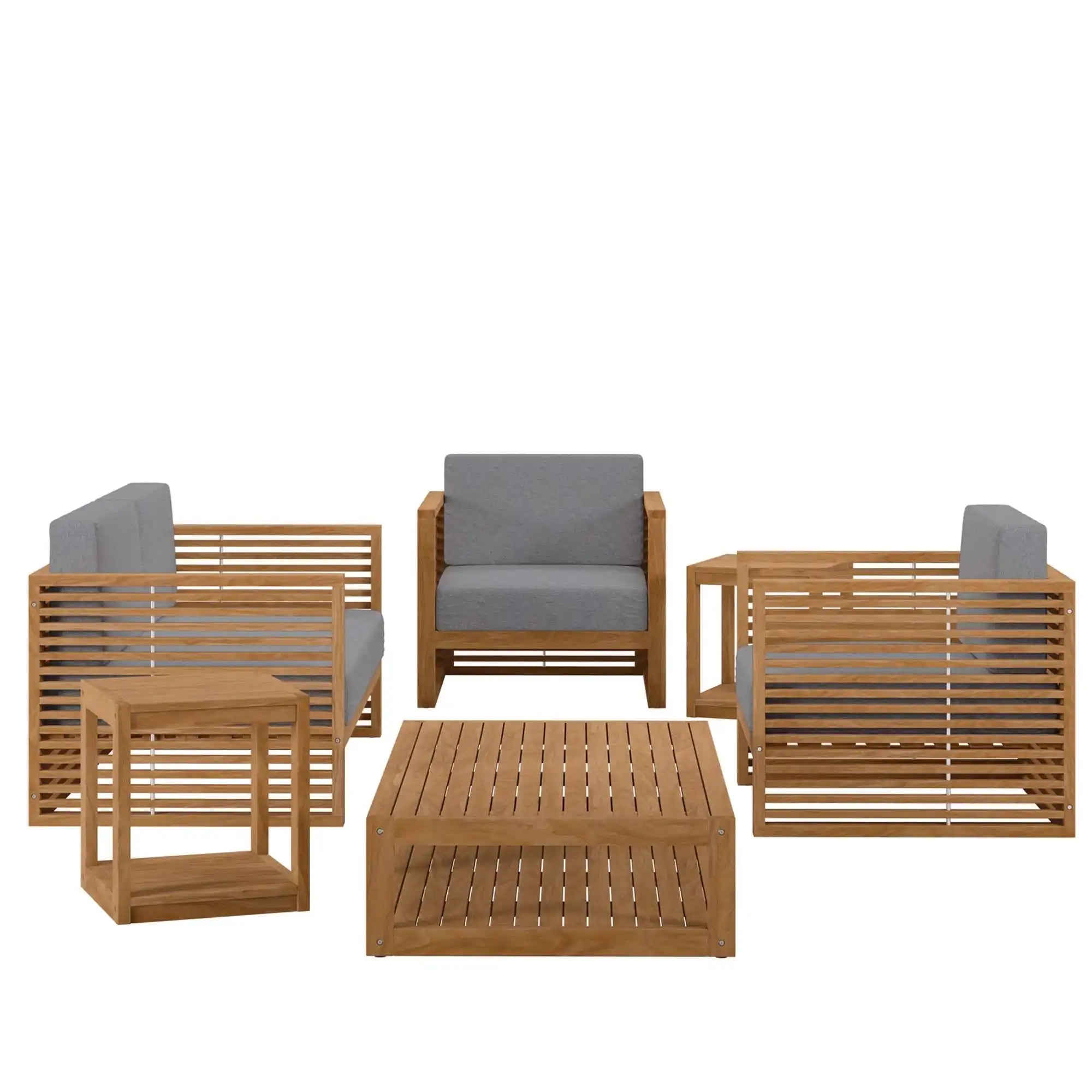 Carlsbad 6-Piece Teak Wood Outdoor Patio Set by Modway - Best Buy Furniture