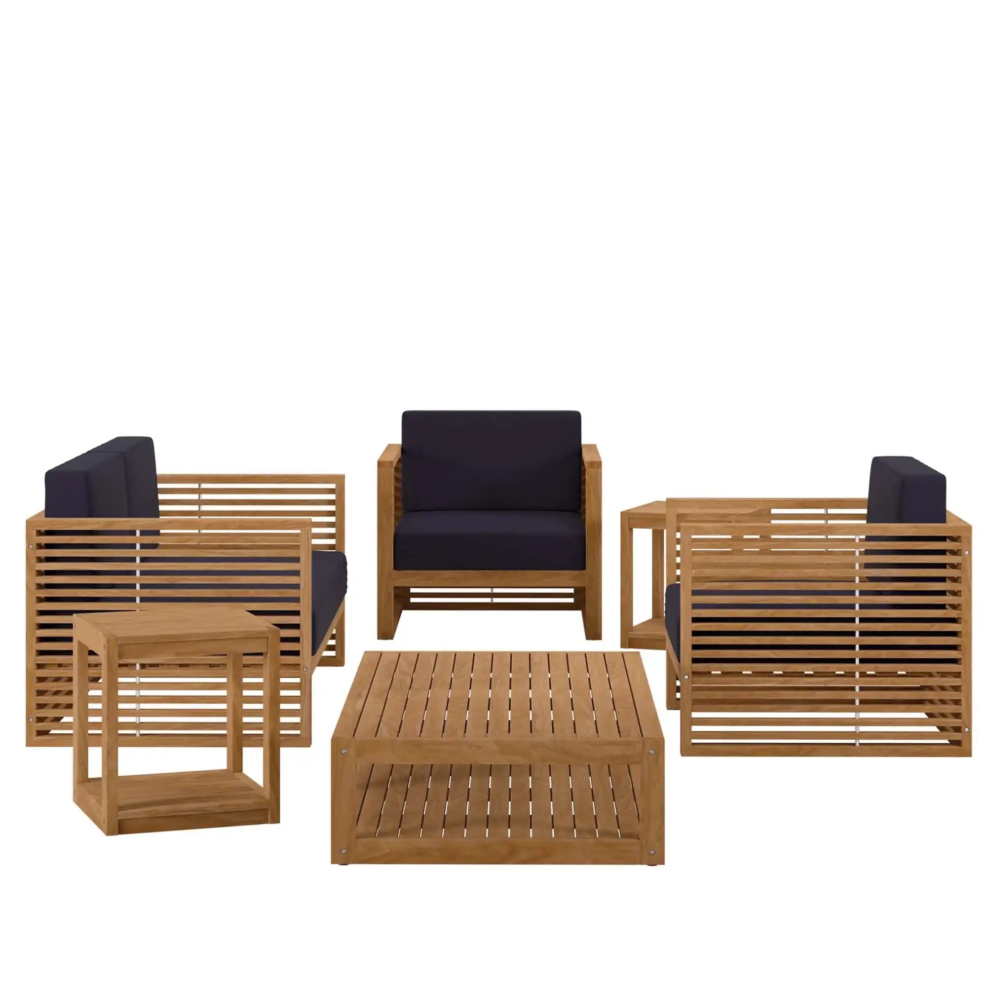 Carlsbad 6-Piece Teak Wood Outdoor Patio Set by Modway - Best Buy Furniture