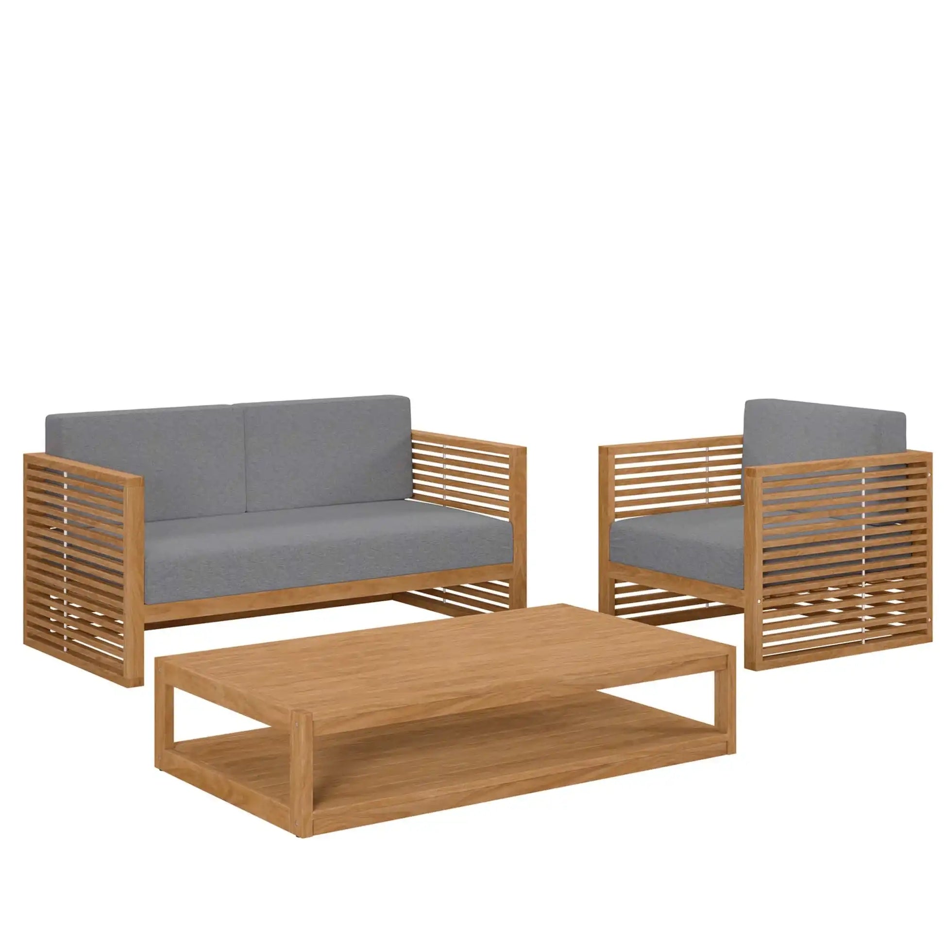 Carlsbad 3-Piece Teak Wood Outdoor Patio Set by Modway - Best Buy Furniture