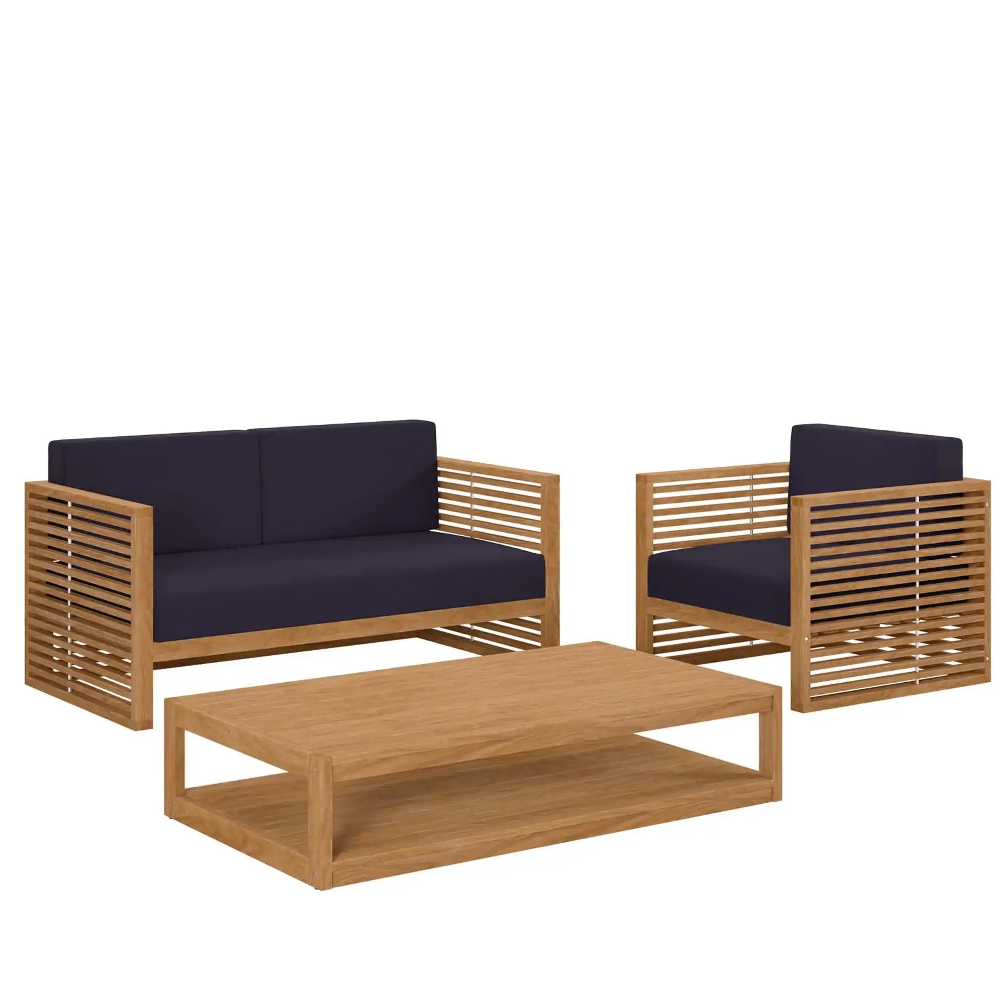 Carlsbad 3-Piece Teak Wood Outdoor Patio Set by Modway - Best Buy Furniture