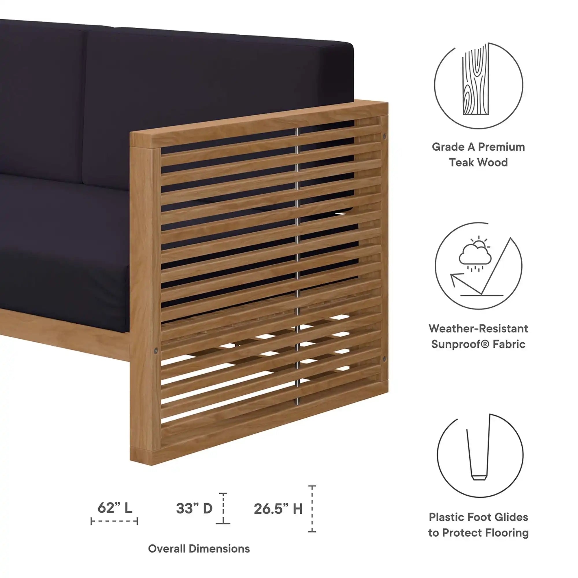 Carlsbad 3-Piece Teak Wood Outdoor Patio Set by Modway - Best Buy Furniture