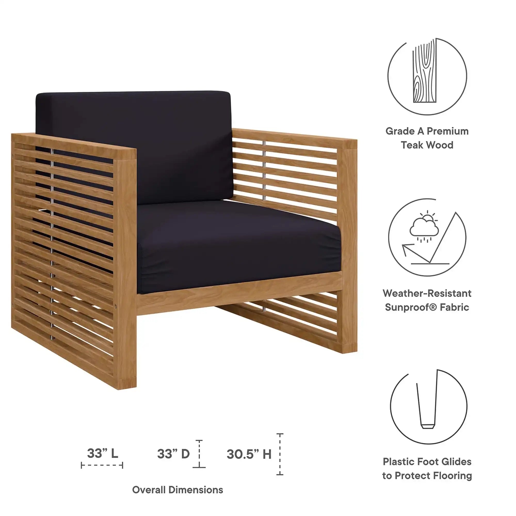 Carlsbad 3-Piece Teak Wood Outdoor Patio Set by Modway - Best Buy Furniture