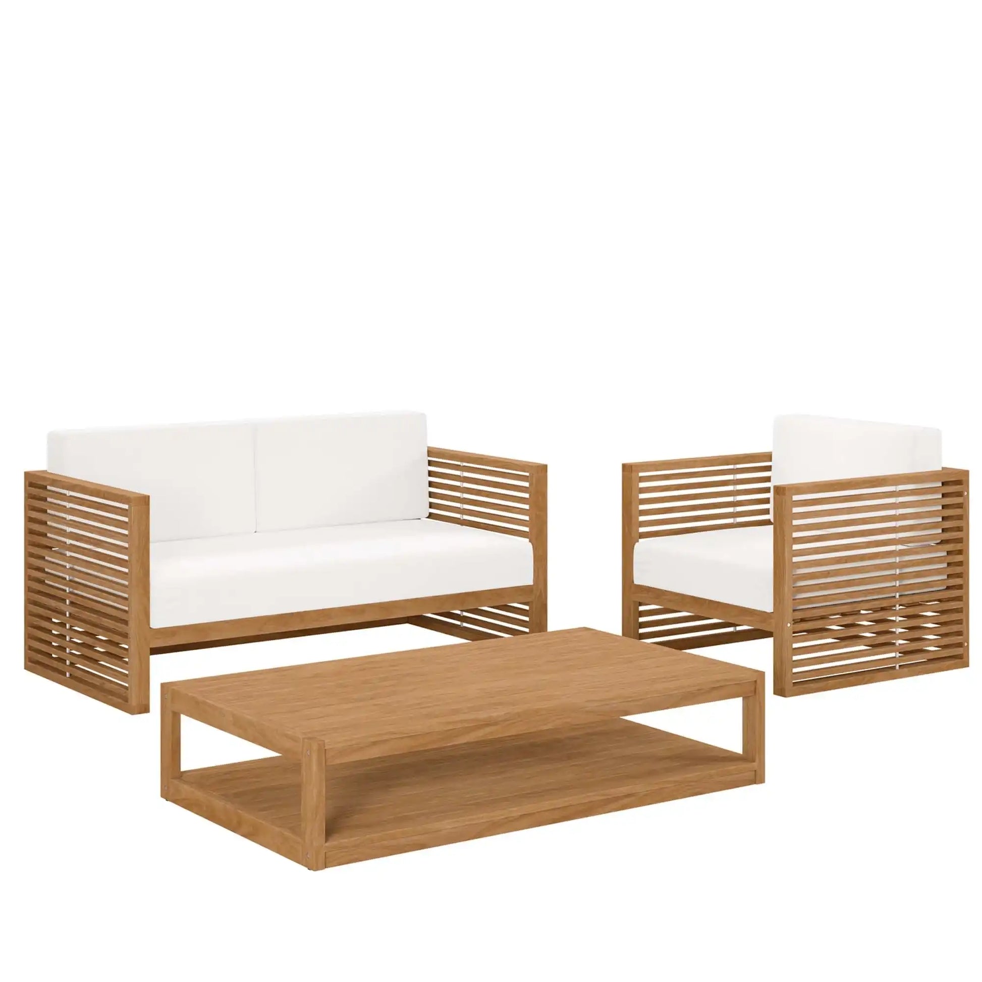 Carlsbad 3-Piece Teak Wood Outdoor Patio Set by Modway - Best Buy Furniture