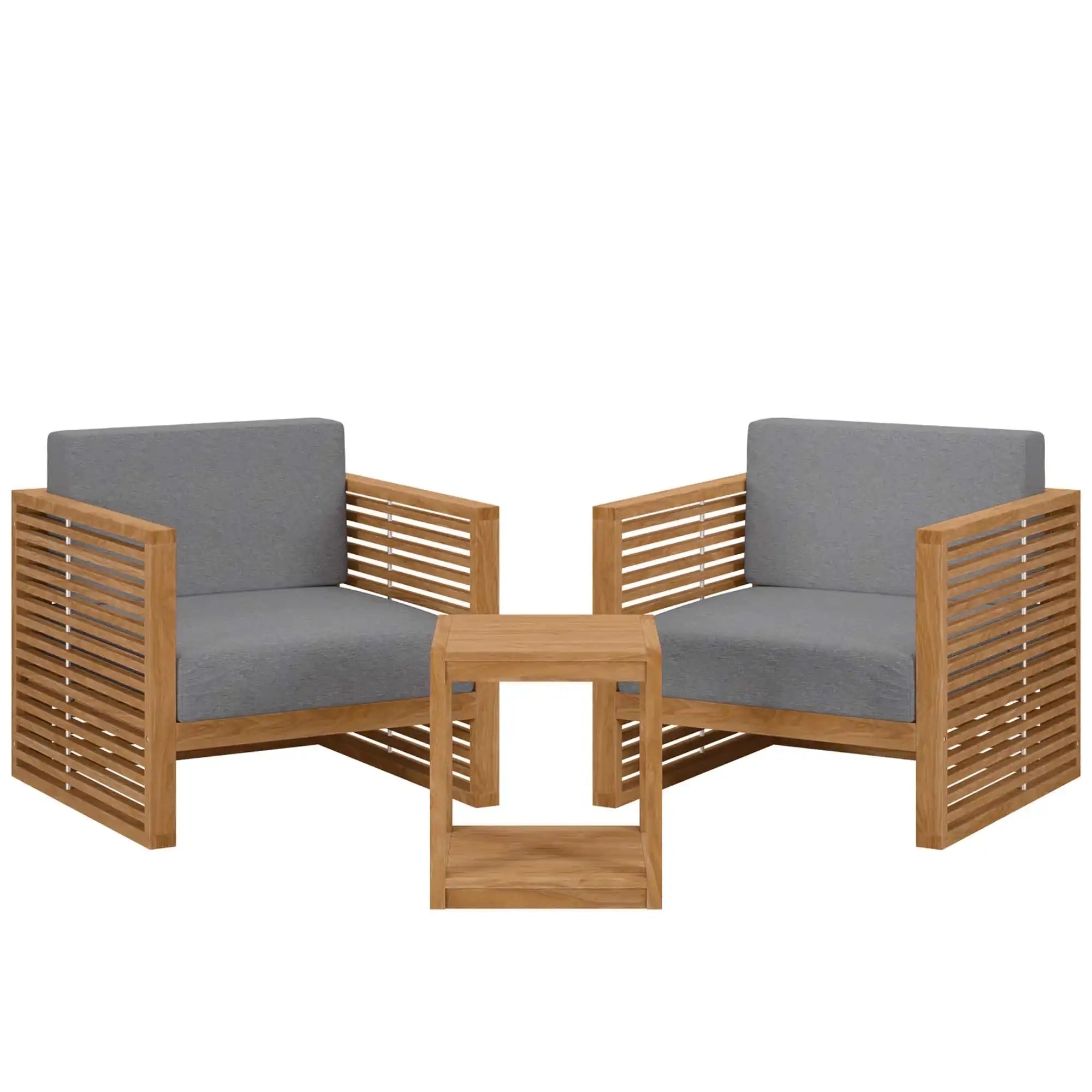 Carlsbad 3-Piece Teak Wood Outdoor Patio Set by Modway - Best Buy Furniture