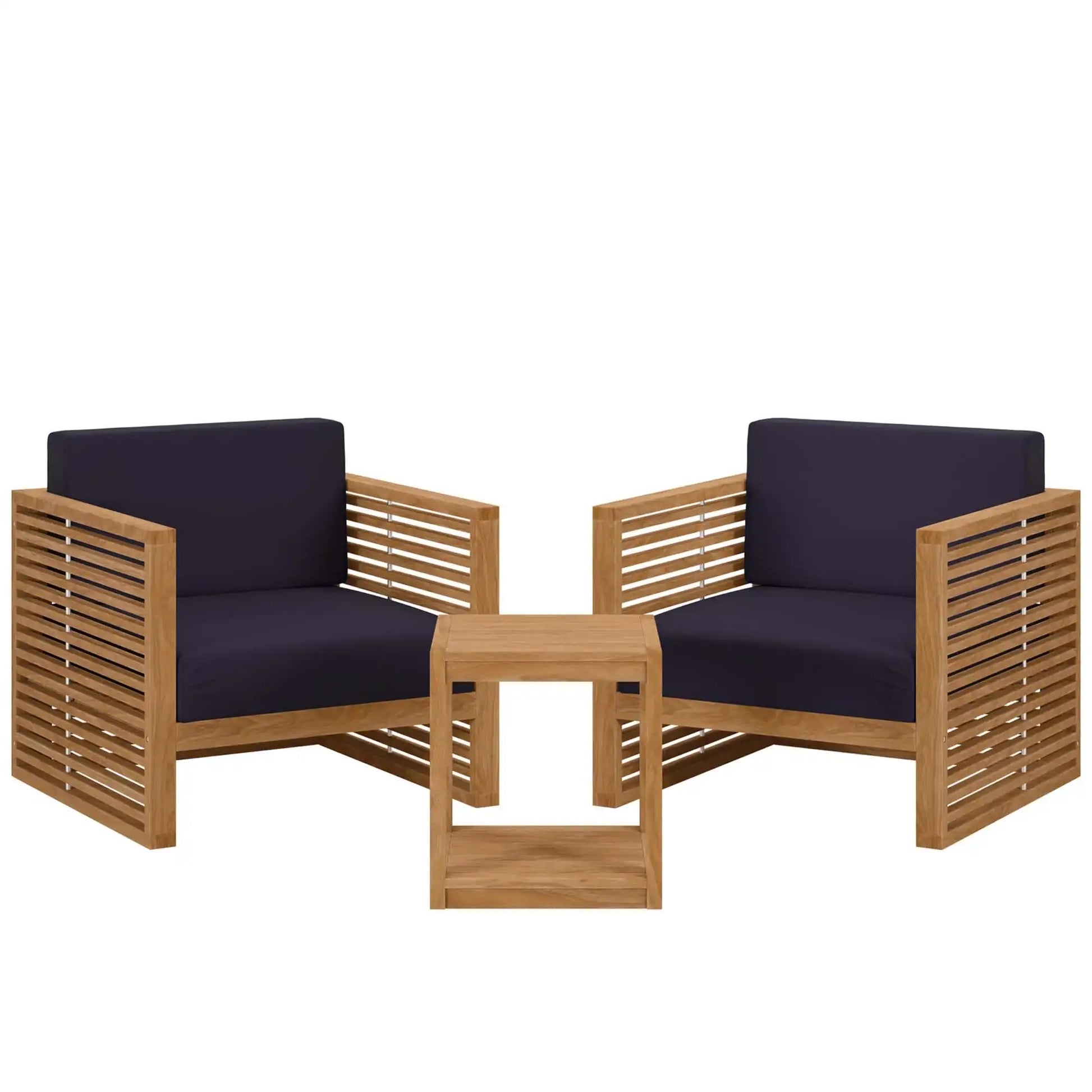 Carlsbad 3-Piece Teak Wood Outdoor Patio Set by Modway - Best Buy Furniture