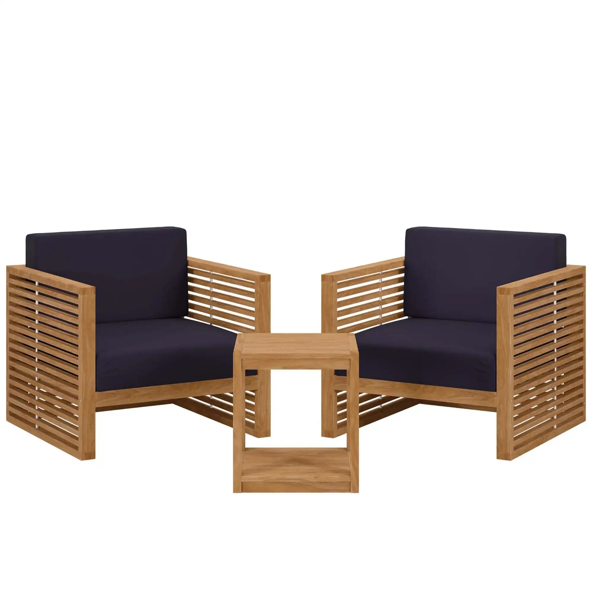 Carlsbad 3-Piece Teak Wood Outdoor Patio Set by Modway - Best Buy Furniture