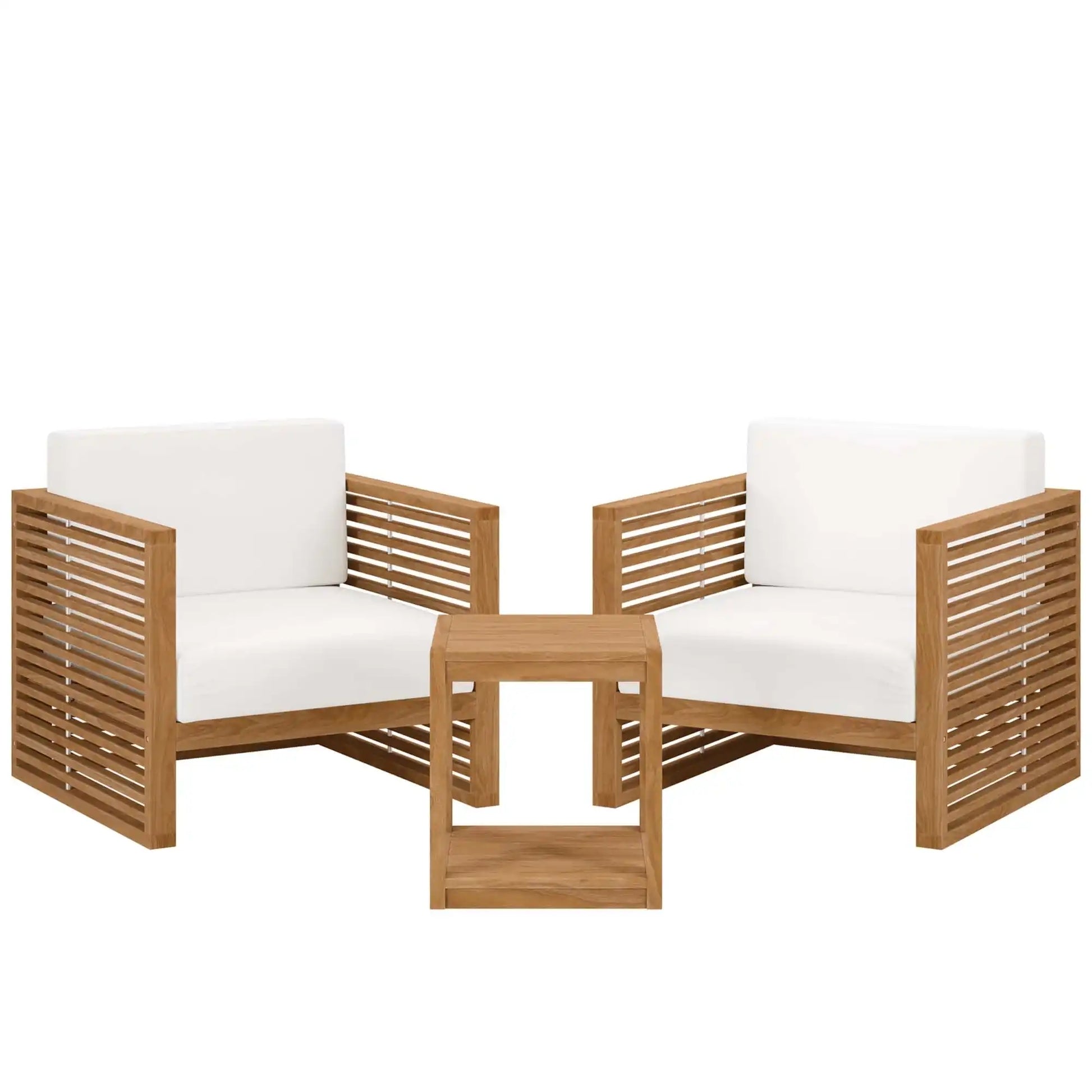 Carlsbad 3-Piece Teak Wood Outdoor Patio Set by Modway - Best Buy Furniture