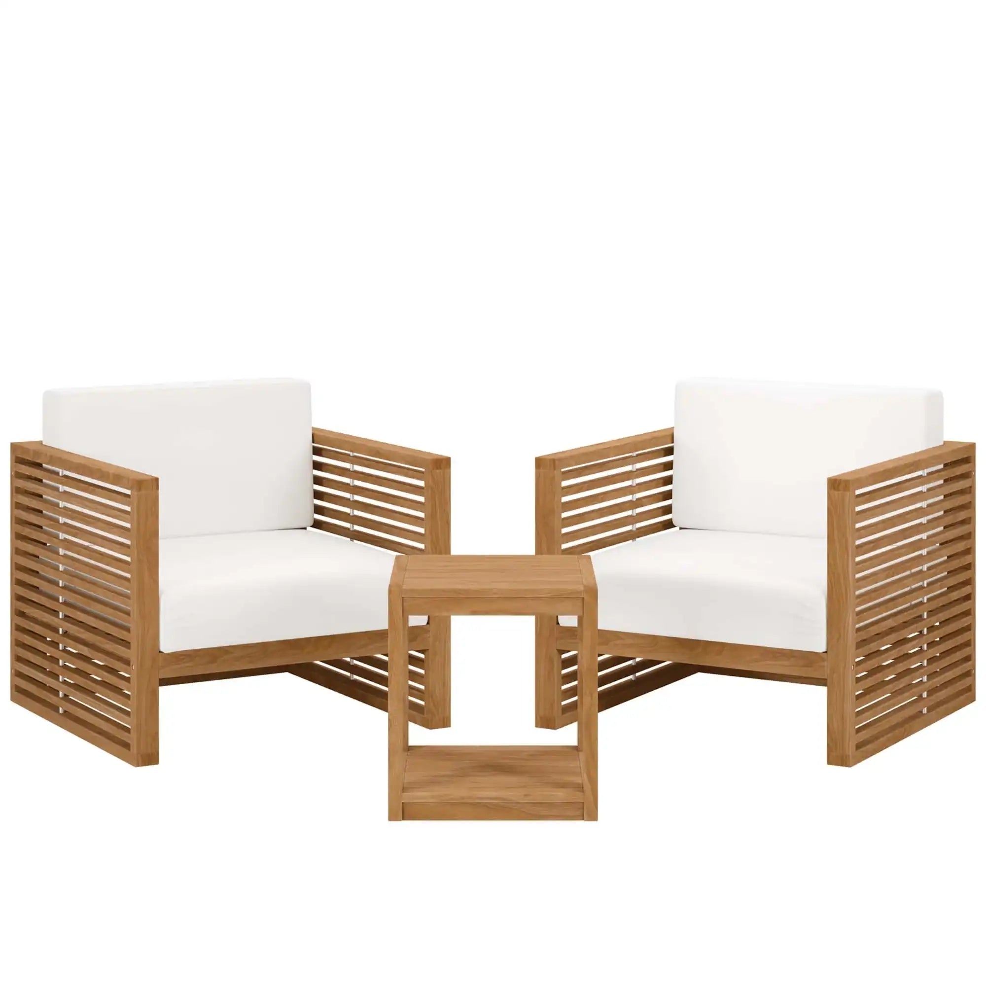Carlsbad 3-Piece Teak Wood Outdoor Patio Set by Modway - Best Buy Furniture