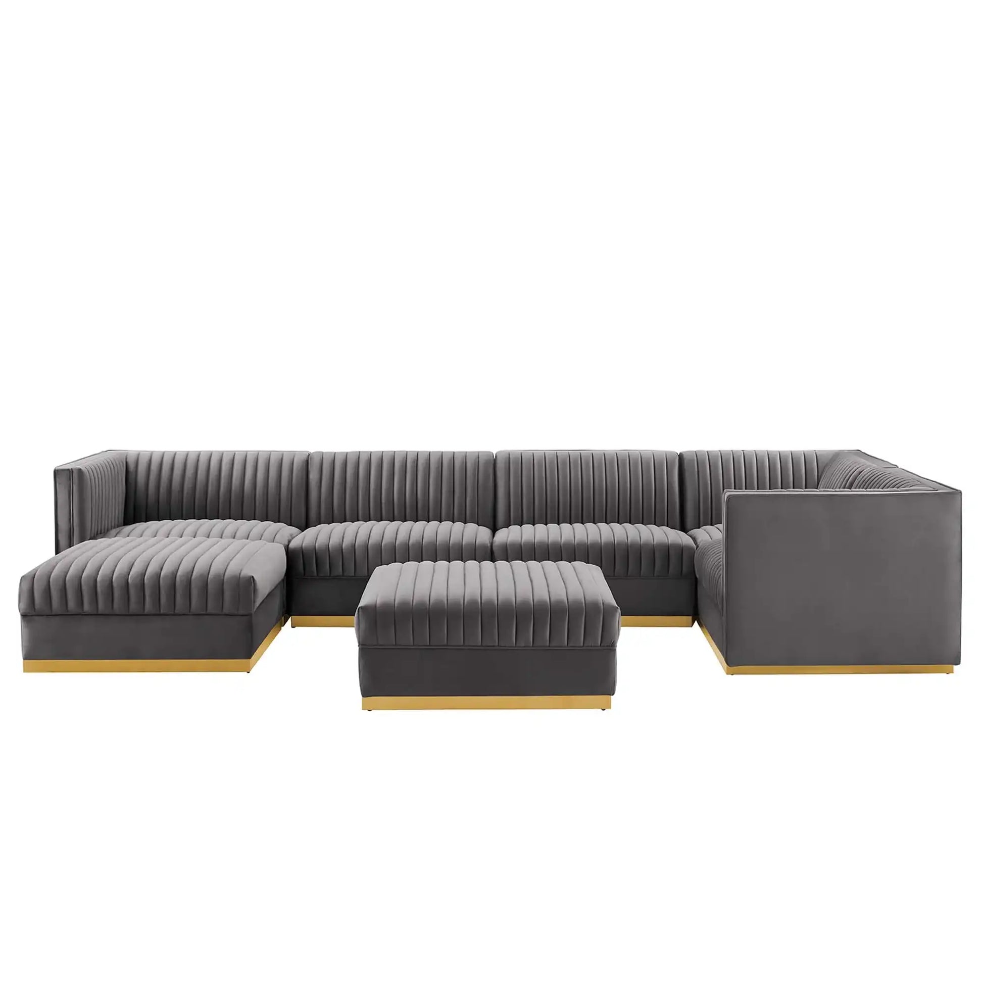 Sanguine 7-Piece Channel Tufted Performance Velvet Right-Facing Modular Sectional Sofa by Modway - Best Buy Furniture
