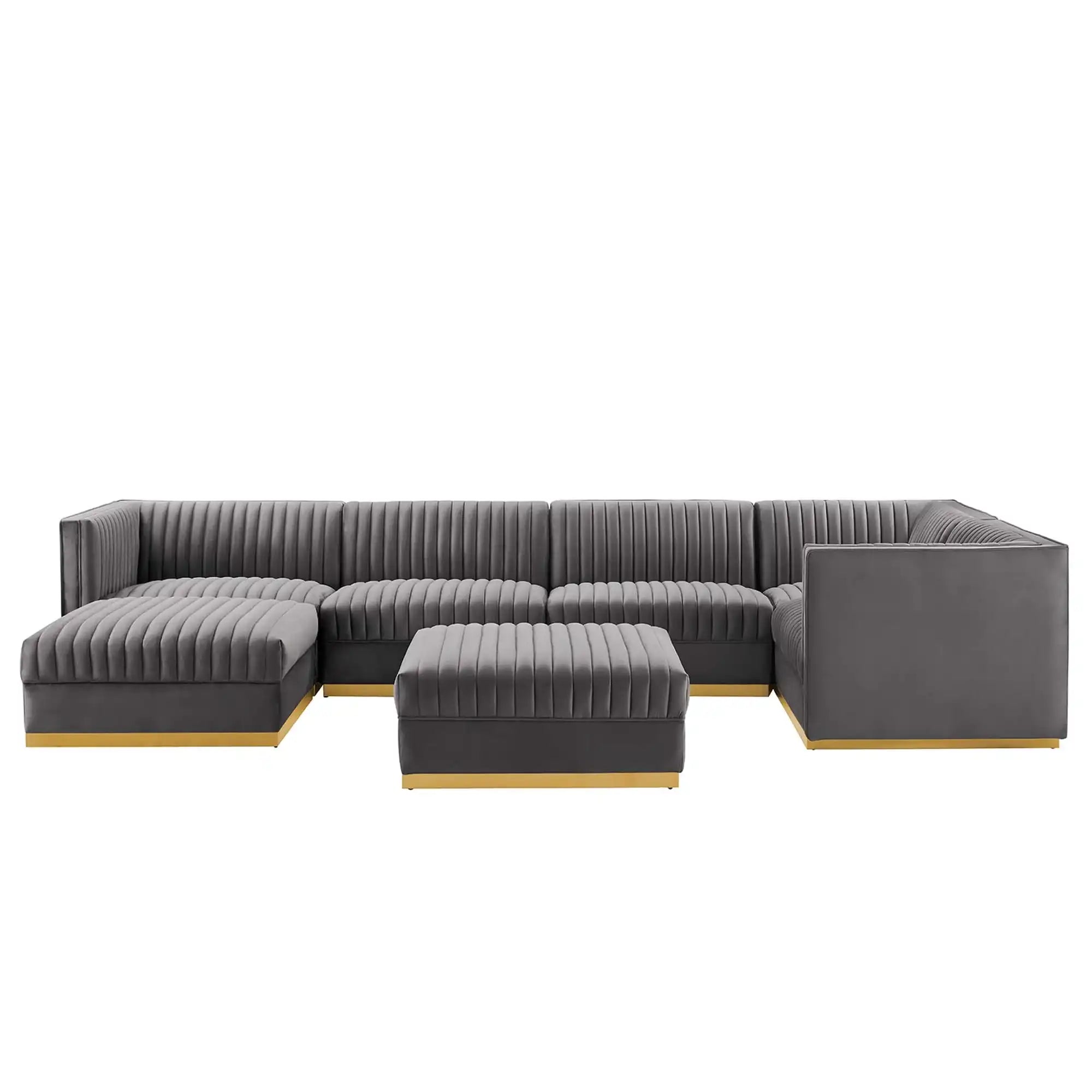 Sanguine 7-Piece Channel Tufted Performance Velvet Right-Facing Modular Sectional Sofa by Modway - Best Buy Furniture