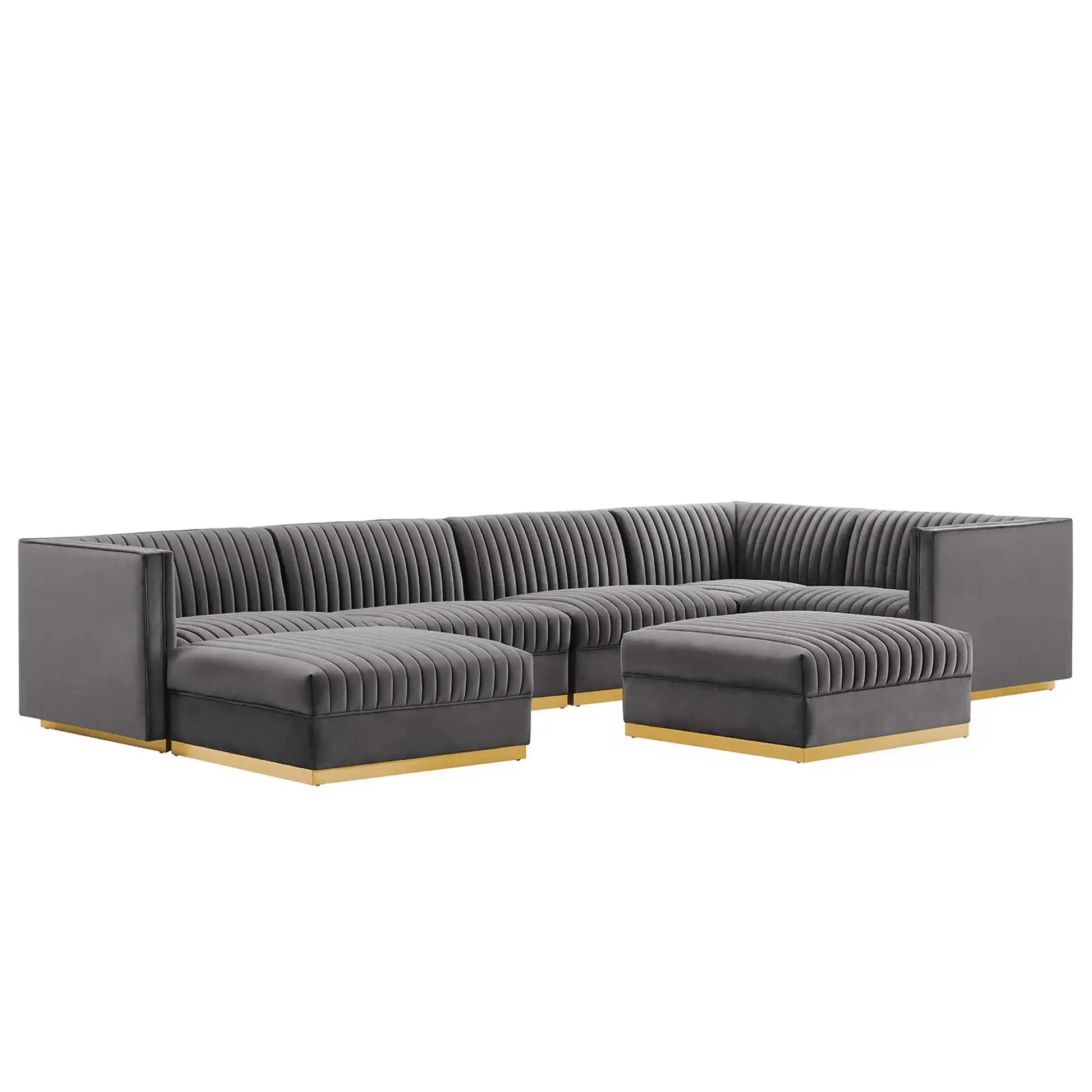 Sanguine 7-Piece Channel Tufted Performance Velvet Right-Facing Modular Sectional Sofa by Modway - Best Buy Furniture