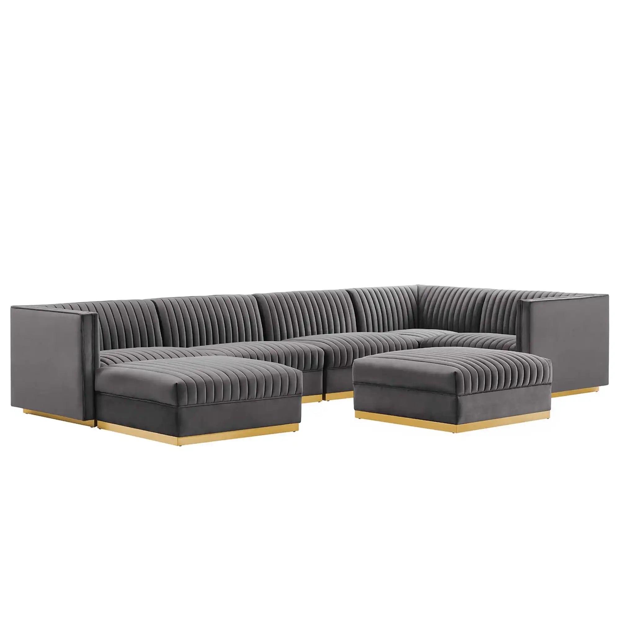 Sanguine 7-Piece Channel Tufted Performance Velvet Right-Facing Modular Sectional Sofa by Modway - Best Buy Furniture