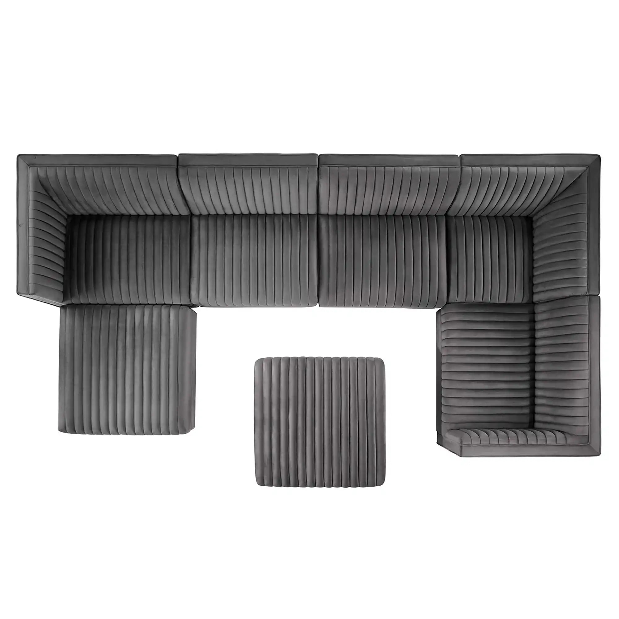 Sanguine 7-Piece Channel Tufted Performance Velvet Right-Facing Modular Sectional Sofa by Modway - Best Buy Furniture