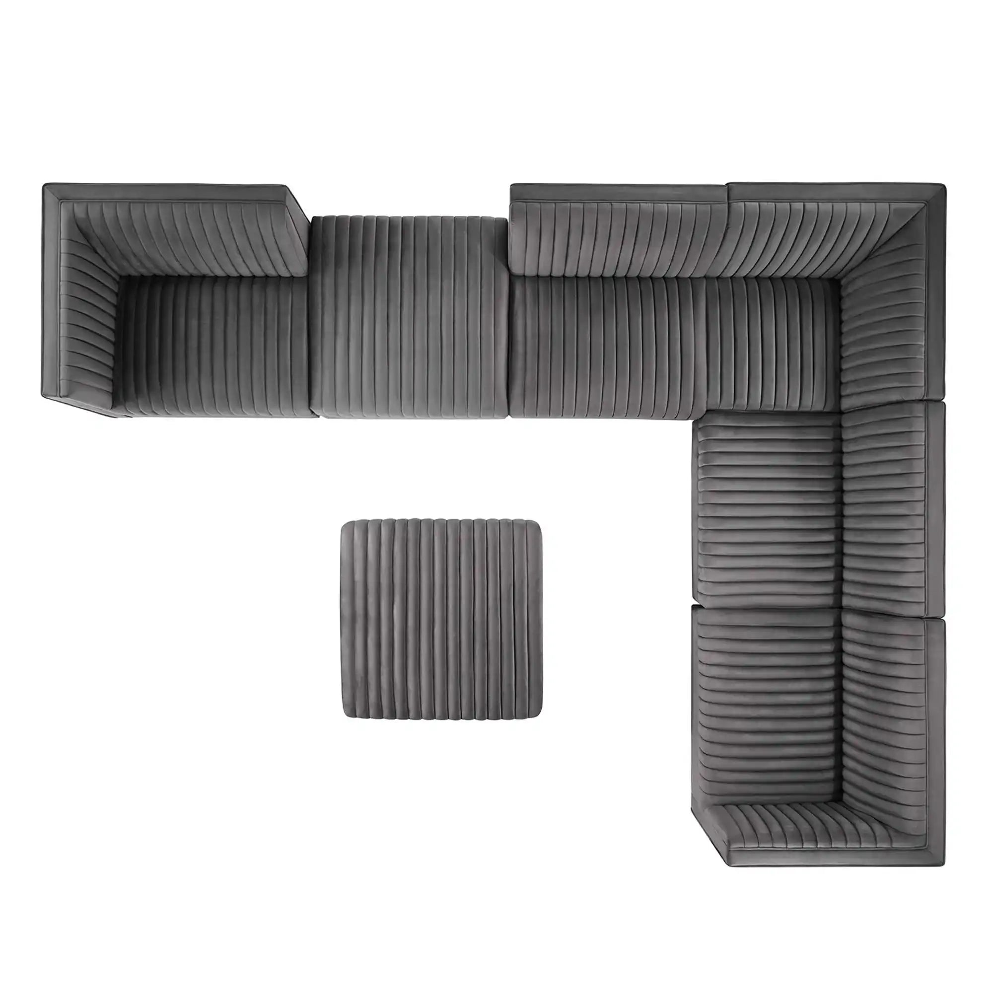 Sanguine 7-Piece Channel Tufted Performance Velvet Right-Facing Modular Sectional Sofa by Modway - Best Buy Furniture