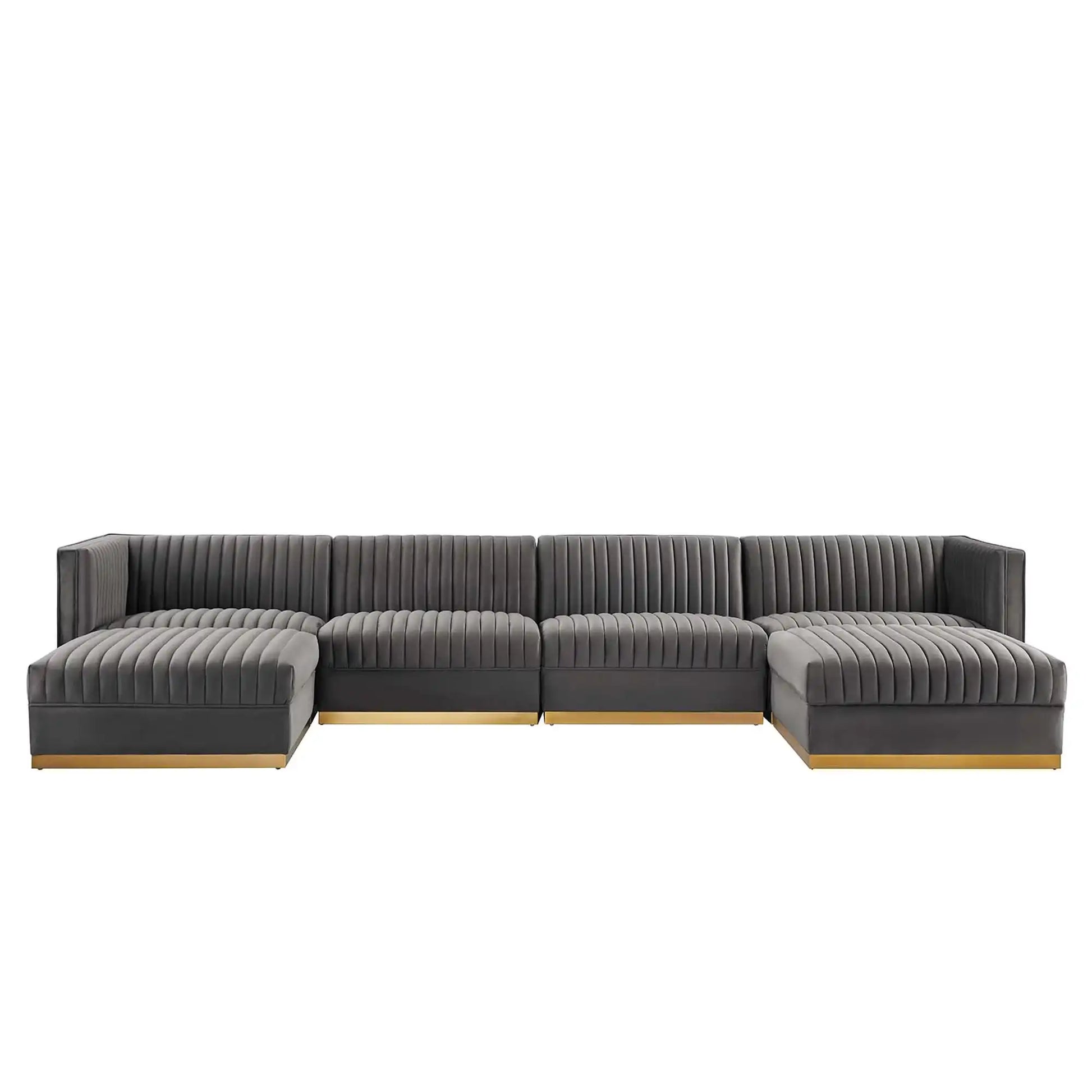 Sanguine 6-Piece Channel Tufted Performance Velvet Modular Sectional Sofa by Modway - Best Buy Furniture