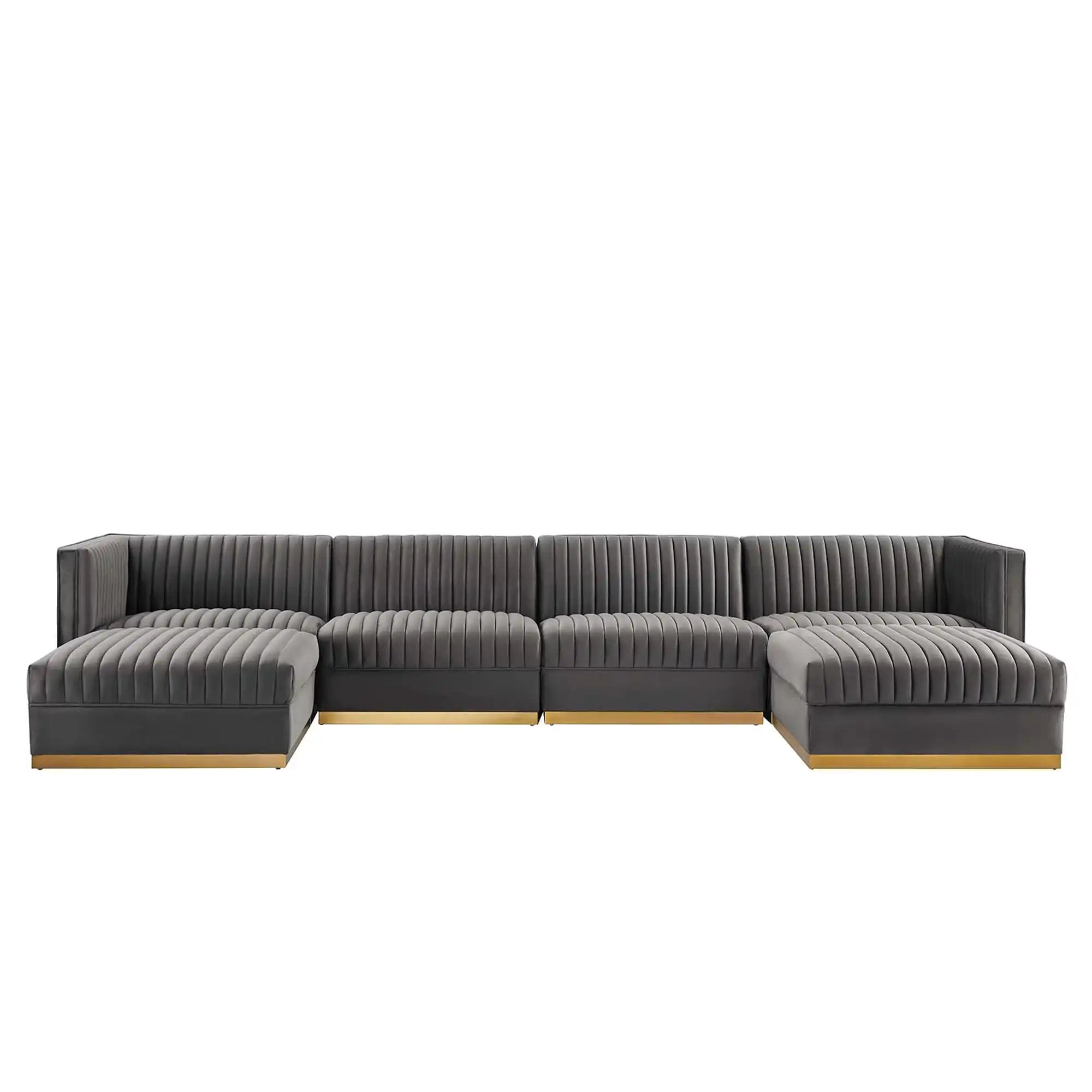 Sanguine 6-Piece Channel Tufted Performance Velvet Modular Sectional Sofa by Modway - Best Buy Furniture