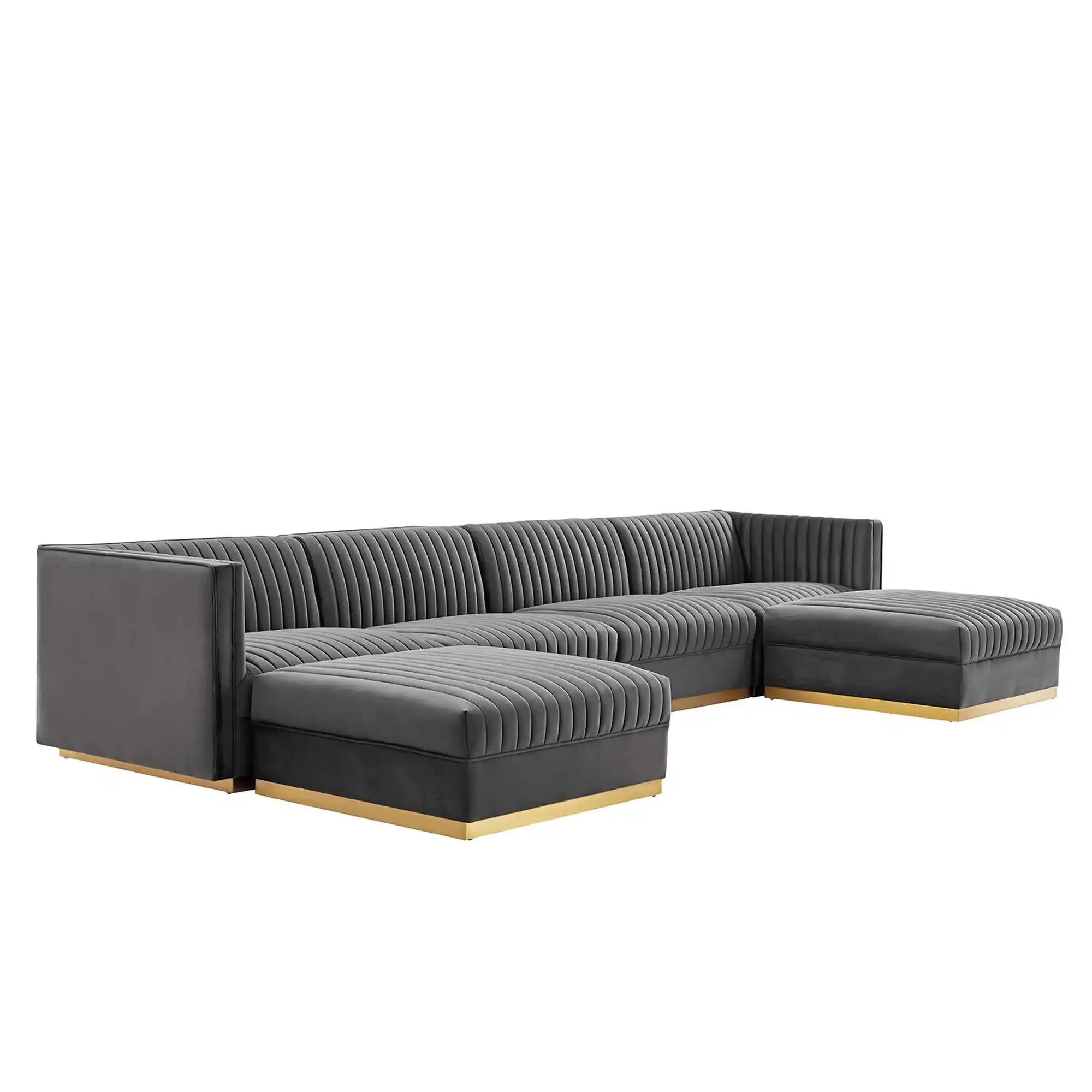 Sanguine 6-Piece Channel Tufted Performance Velvet Modular Sectional Sofa by Modway - Best Buy Furniture