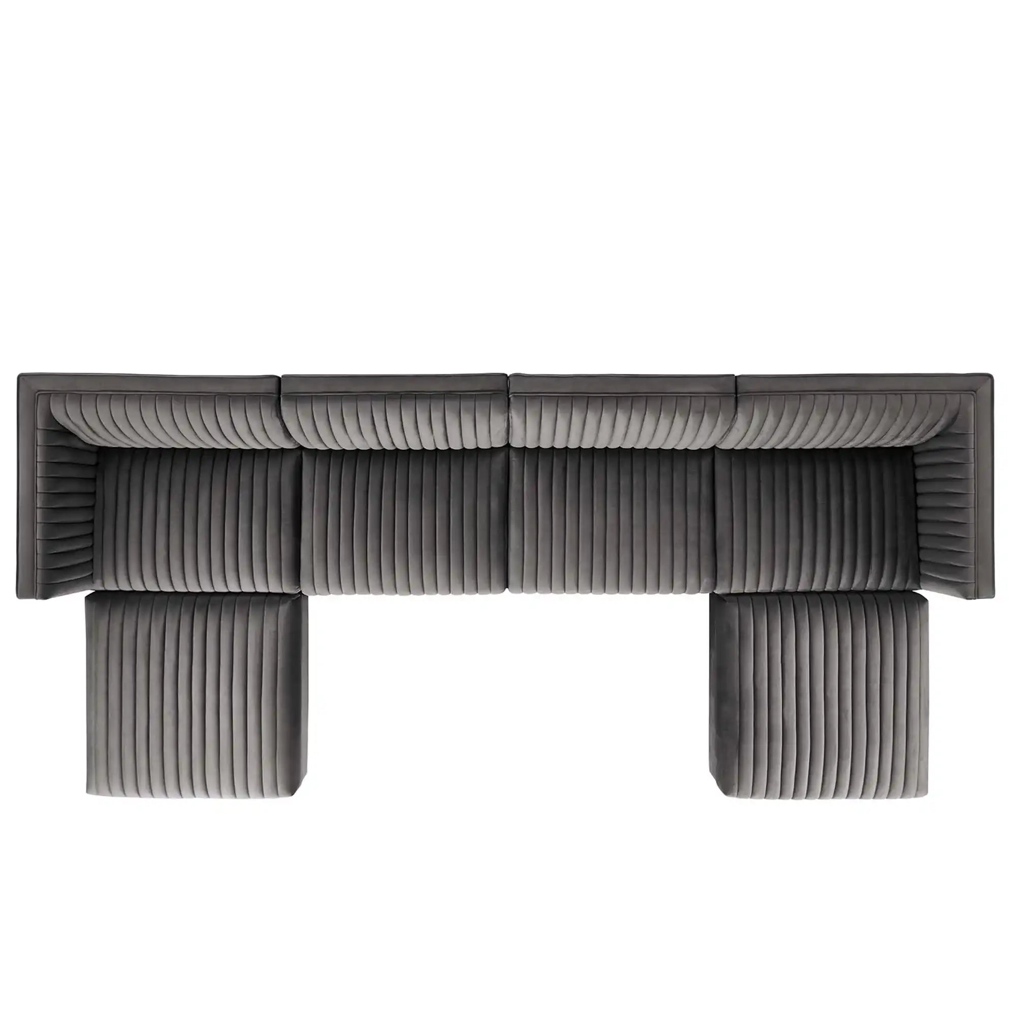 Sanguine 6-Piece Channel Tufted Performance Velvet Modular Sectional Sofa by Modway - Best Buy Furniture