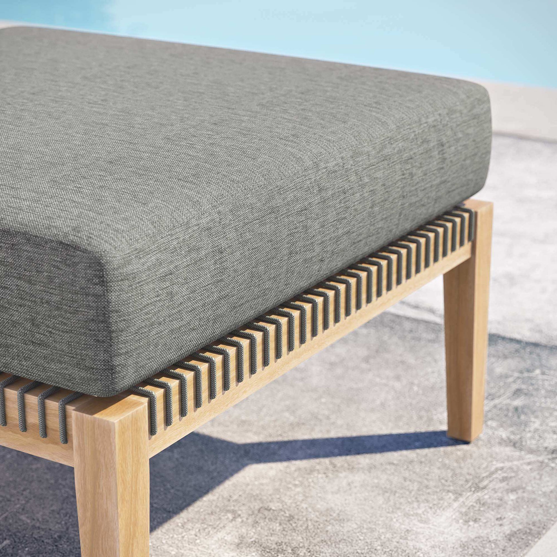 Clearwater Outdoor Patio Teak Wood Ottoman by Modway - Best Buy Furniture