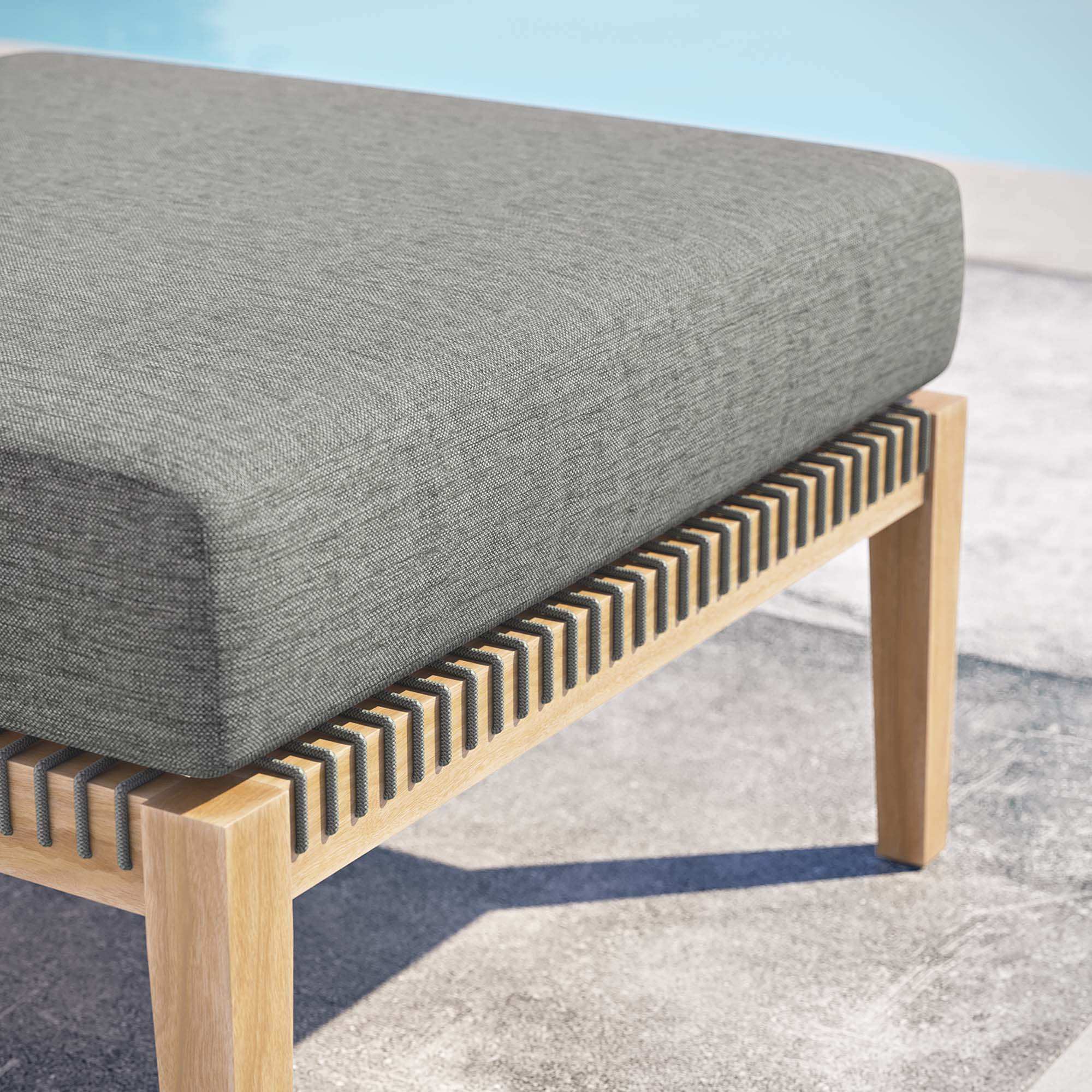 Clearwater Outdoor Patio Teak Wood Ottoman by Modway - Best Buy Furniture