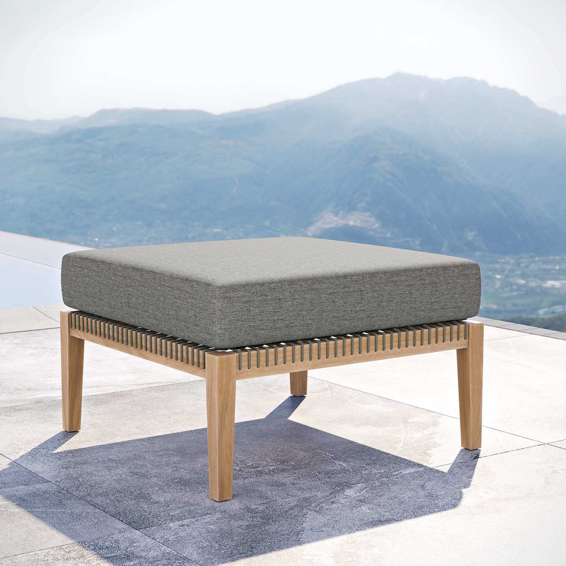 Clearwater Outdoor Patio Teak Wood Ottoman by Modway - Best Buy Furniture