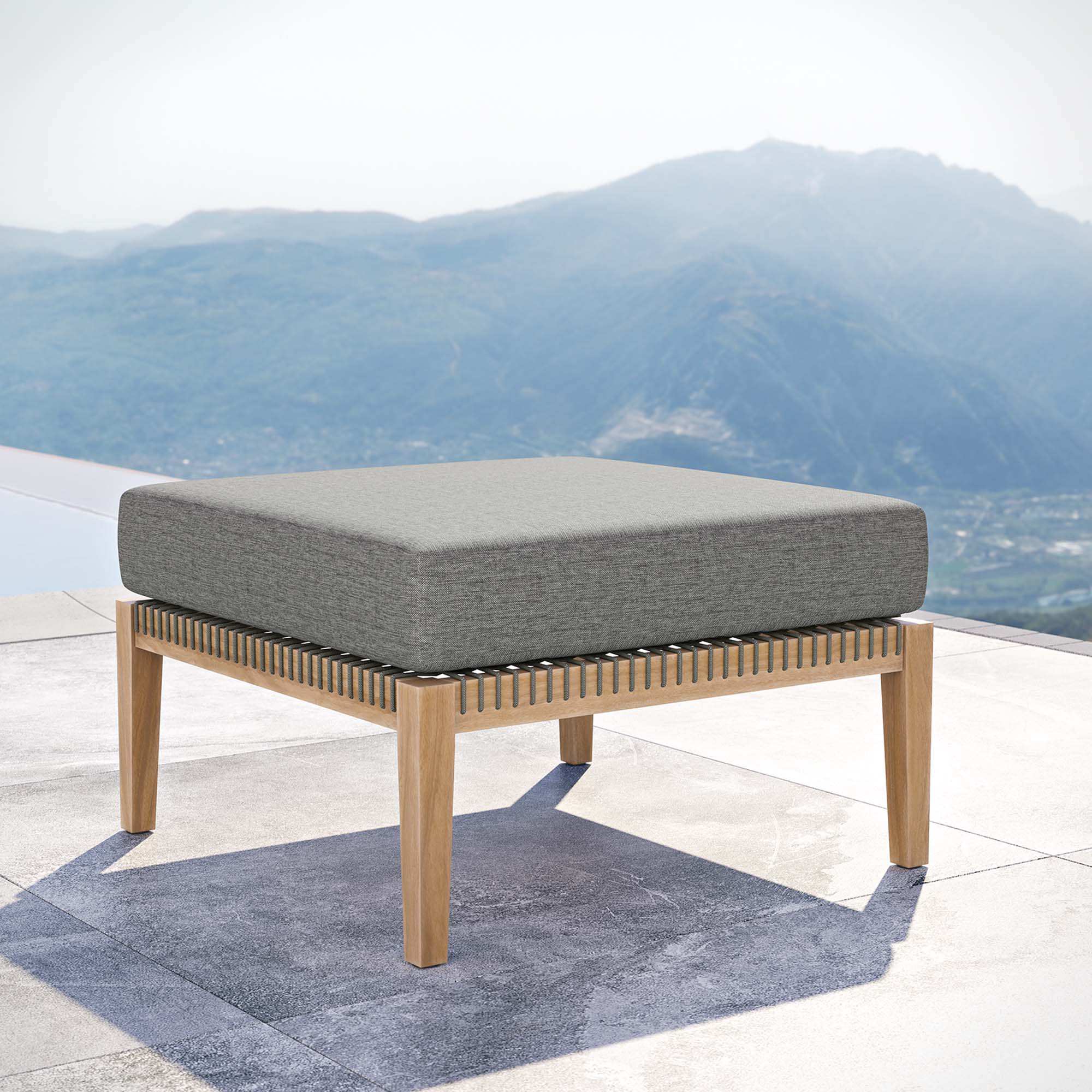 Clearwater Outdoor Patio Teak Wood Ottoman by Modway - Best Buy Furniture