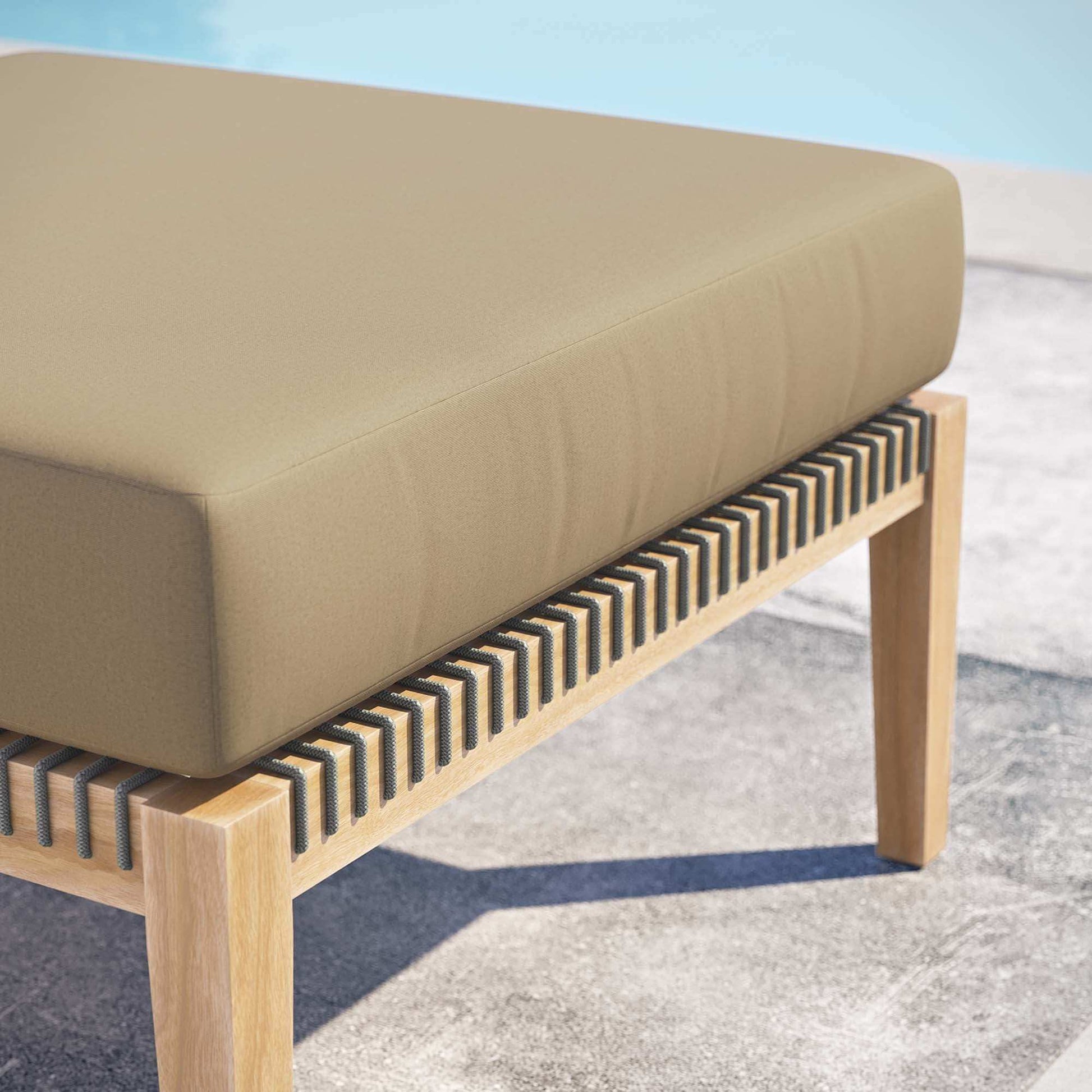 Clearwater Outdoor Patio Teak Wood Ottoman by Modway - Best Buy Furniture