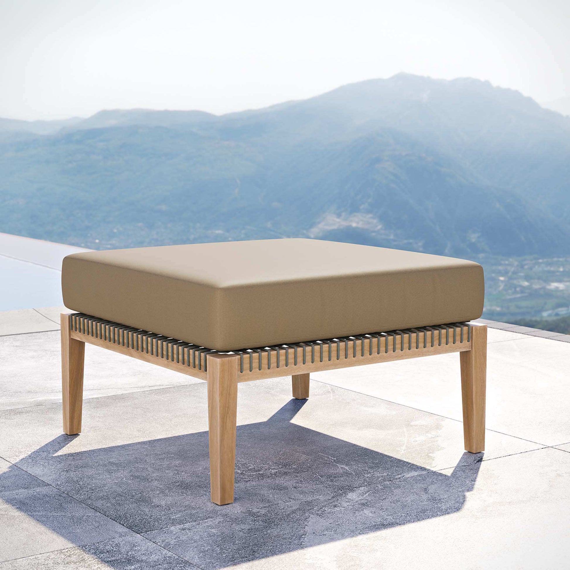 Clearwater Outdoor Patio Teak Wood Ottoman by Modway - Best Buy Furniture