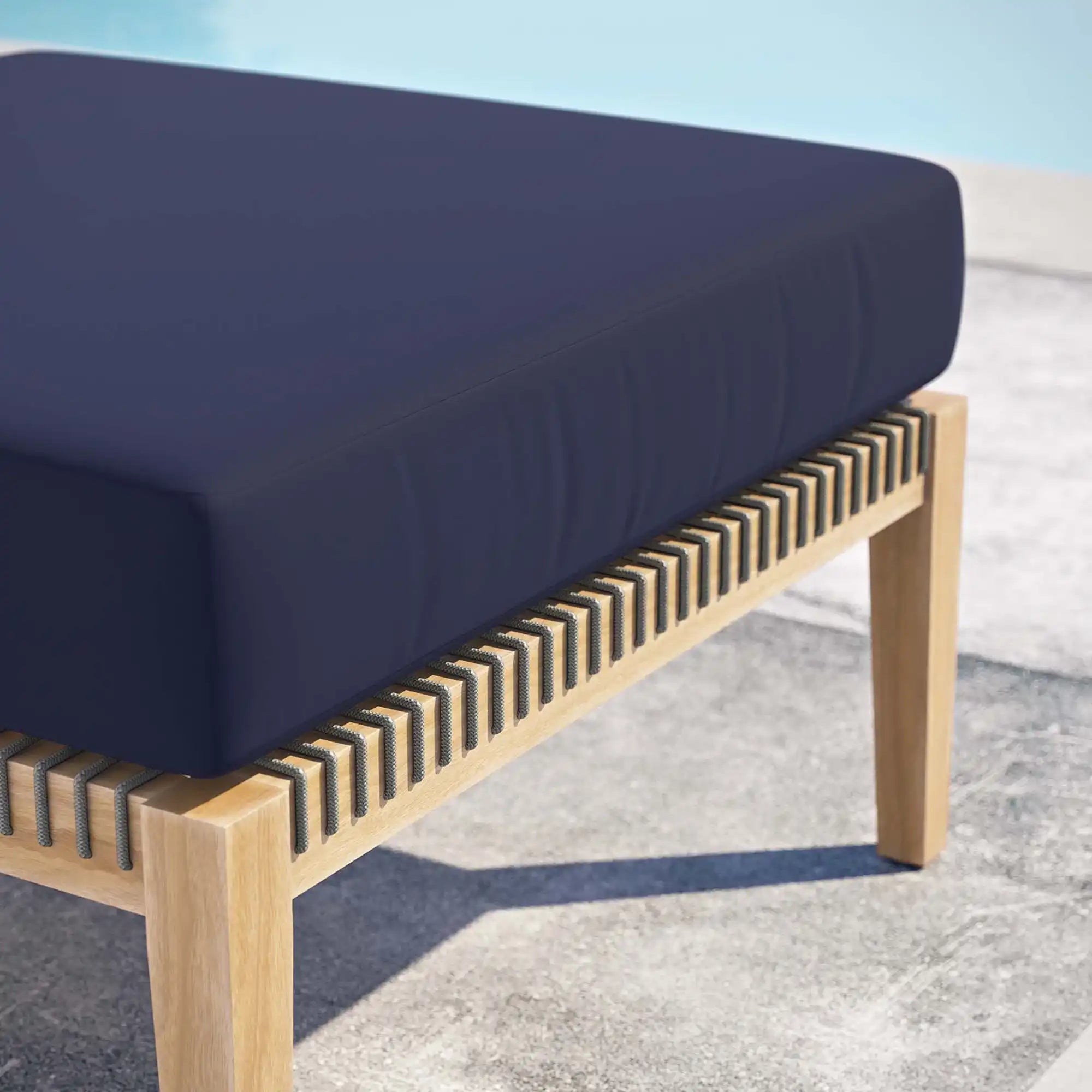 Clearwater Outdoor Patio Teak Wood Ottoman by Modway - Best Buy Furniture
