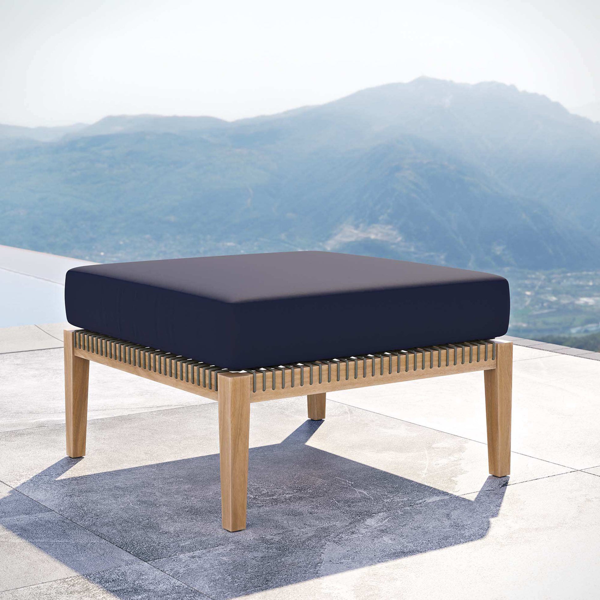 Clearwater Outdoor Patio Teak Wood Ottoman by Modway - Best Buy Furniture