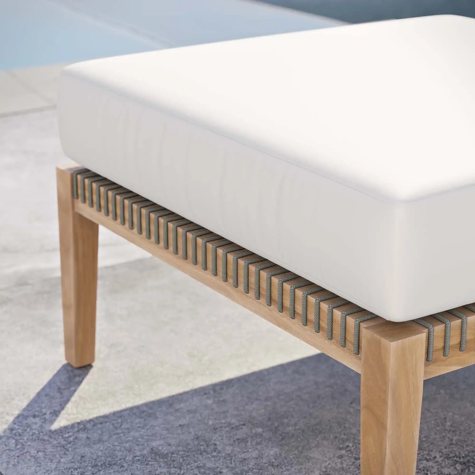 Clearwater Outdoor Patio Teak Wood Ottoman by Modway - Best Buy Furniture