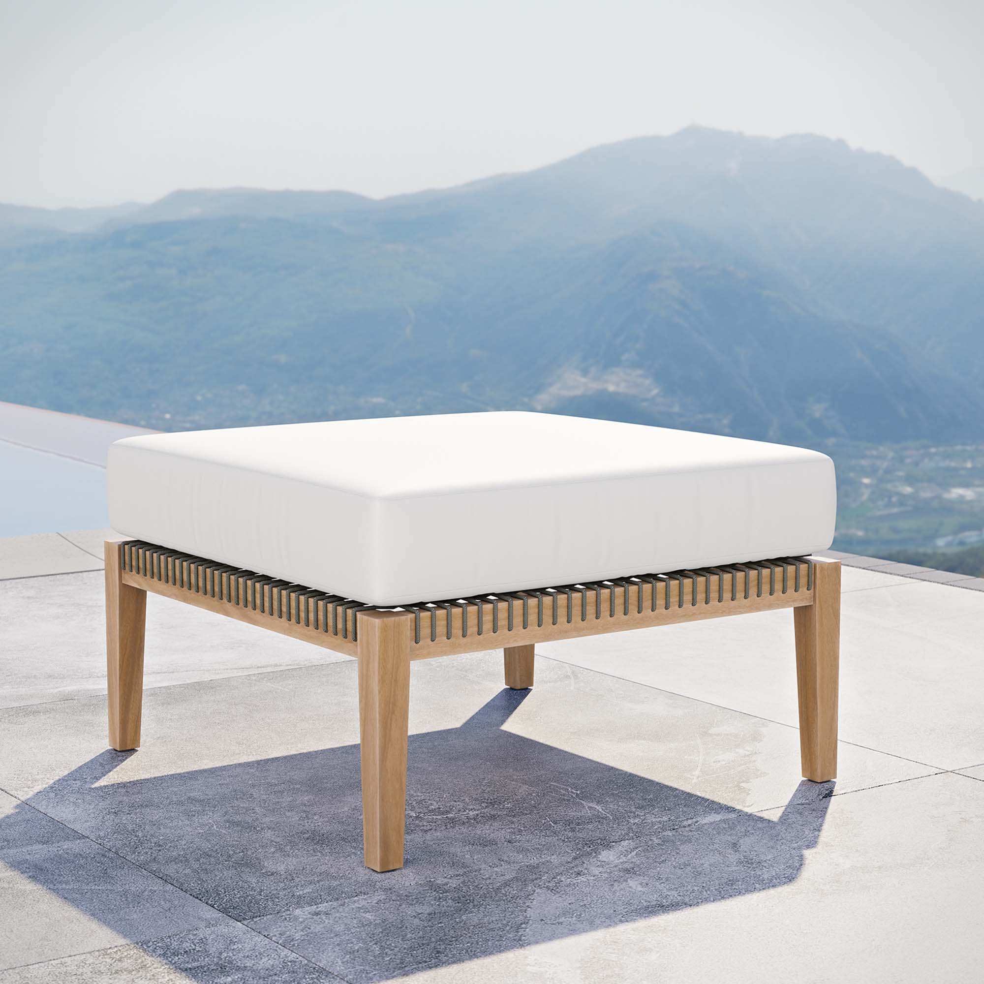 Clearwater Outdoor Patio Teak Wood Ottoman by Modway - Best Buy Furniture