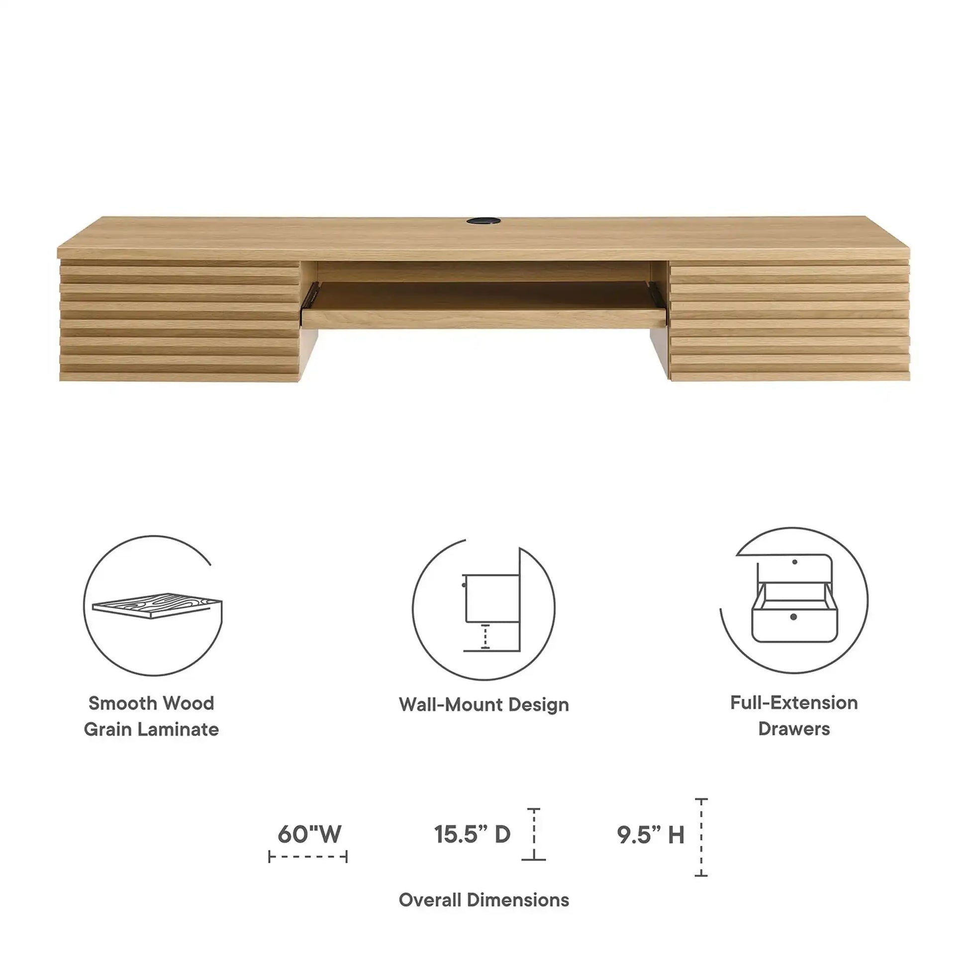 Render Wall Mount Wood Office Desk by Modway - Best Buy Furniture