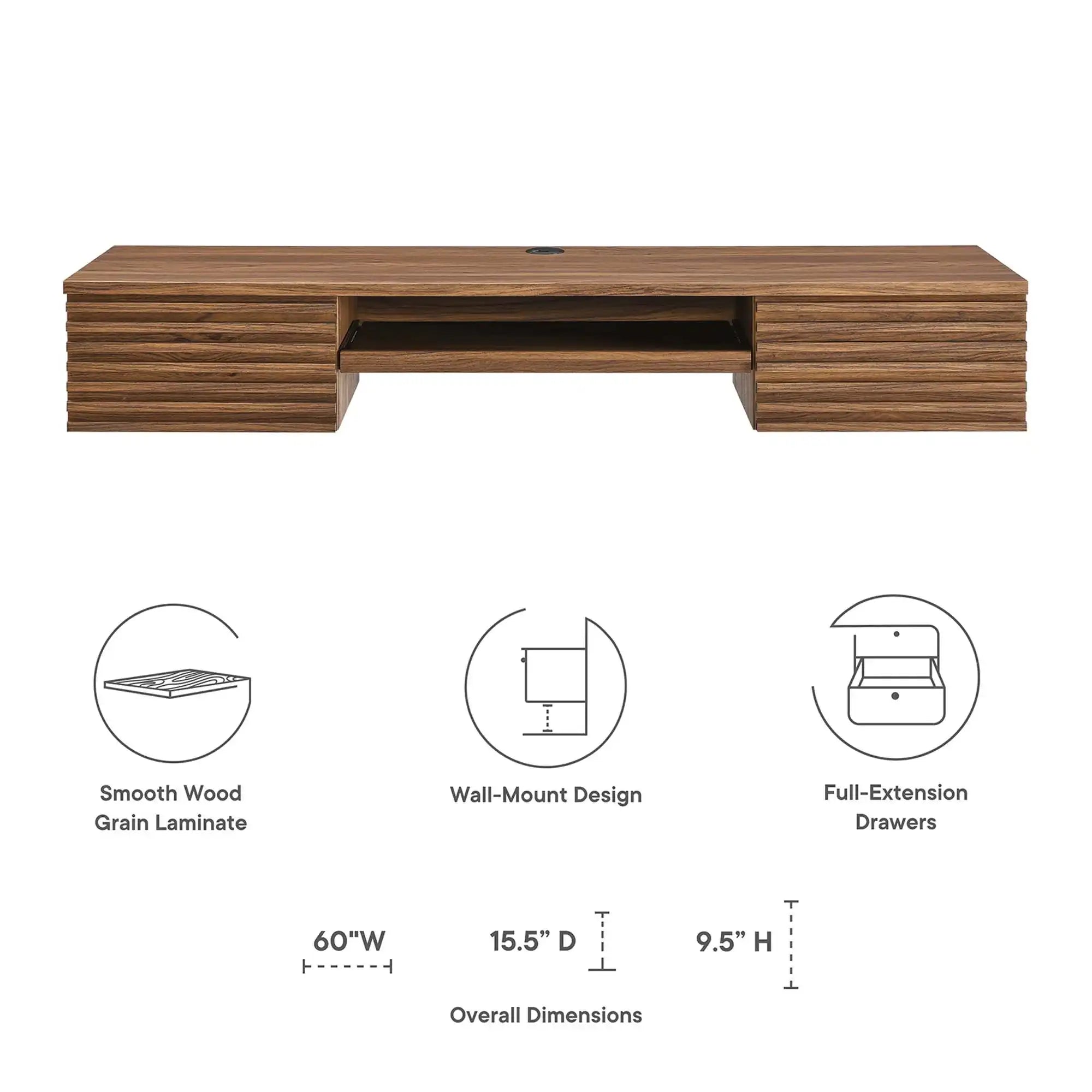 Render Wall Mount Wood Office Desk by Modway - Best Buy Furniture