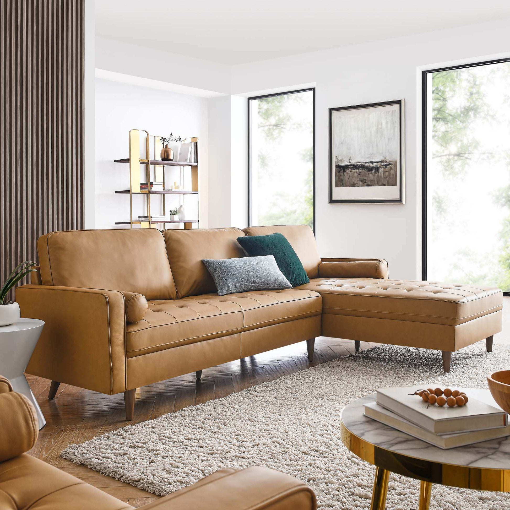 Valour 98" Leather Sectional Sofa by Modway - Best Buy Furniture