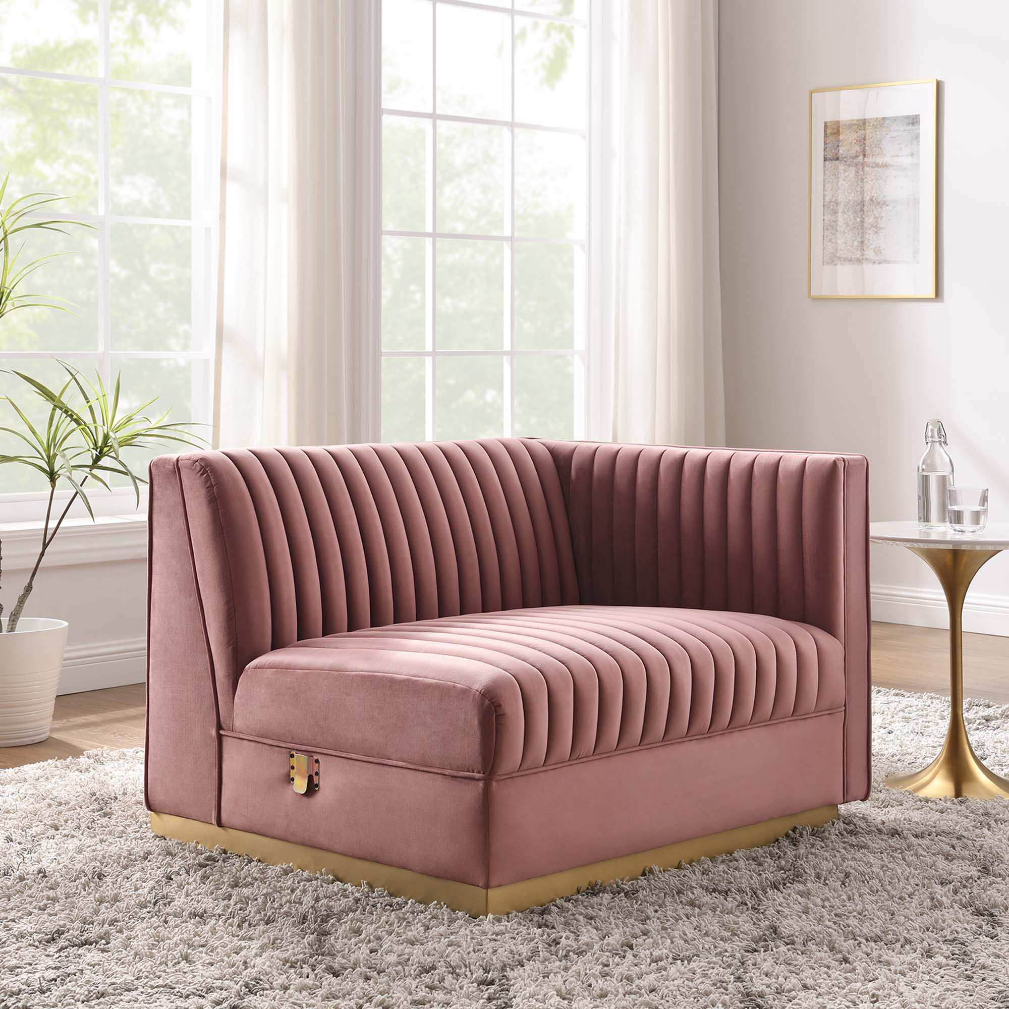 Sanguine Channel Tufted Performance Velvet Modular Sectional Sofa Right-Arm Chair by Modway - Best Buy Furniture