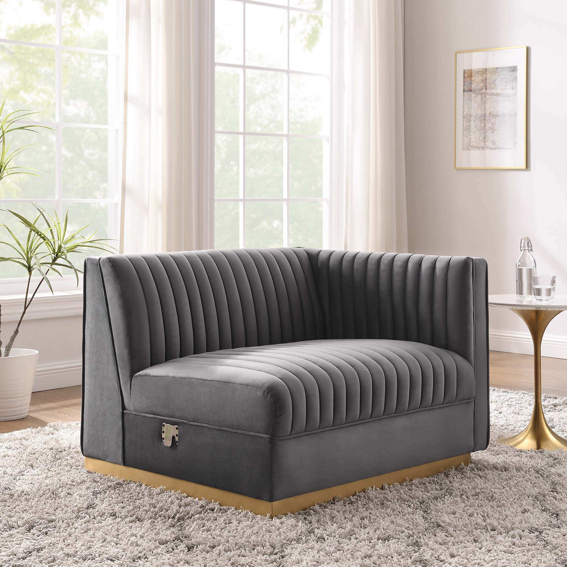 Sanguine Channel Tufted Performance Velvet Modular Sectional Sofa Right-Arm Chair by Modway - Best Buy Furniture