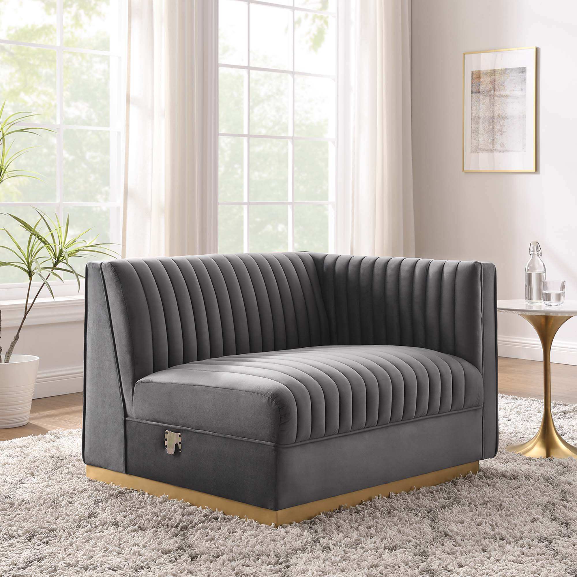 Sanguine Channel Tufted Performance Velvet Modular Sectional Sofa Right-Arm Chair by Modway - Best Buy Furniture