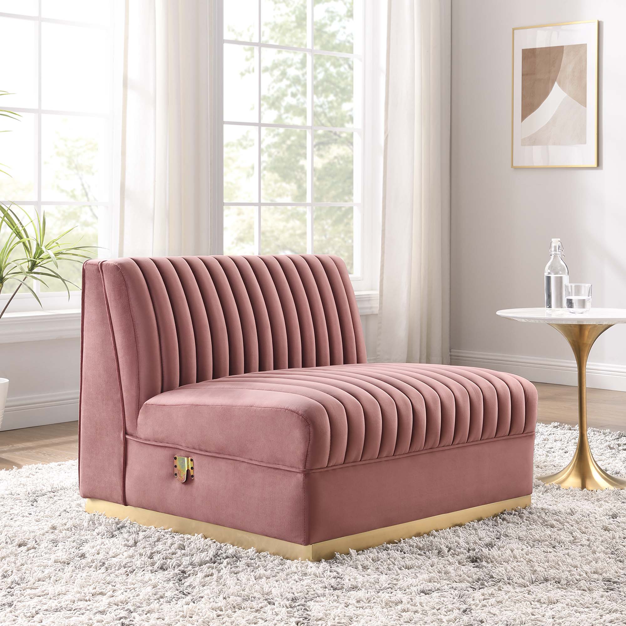 Sanguine Channel Tufted Performance Velvet Modular Sectional Sofa Armless Chair by Modway - Best Buy Furniture