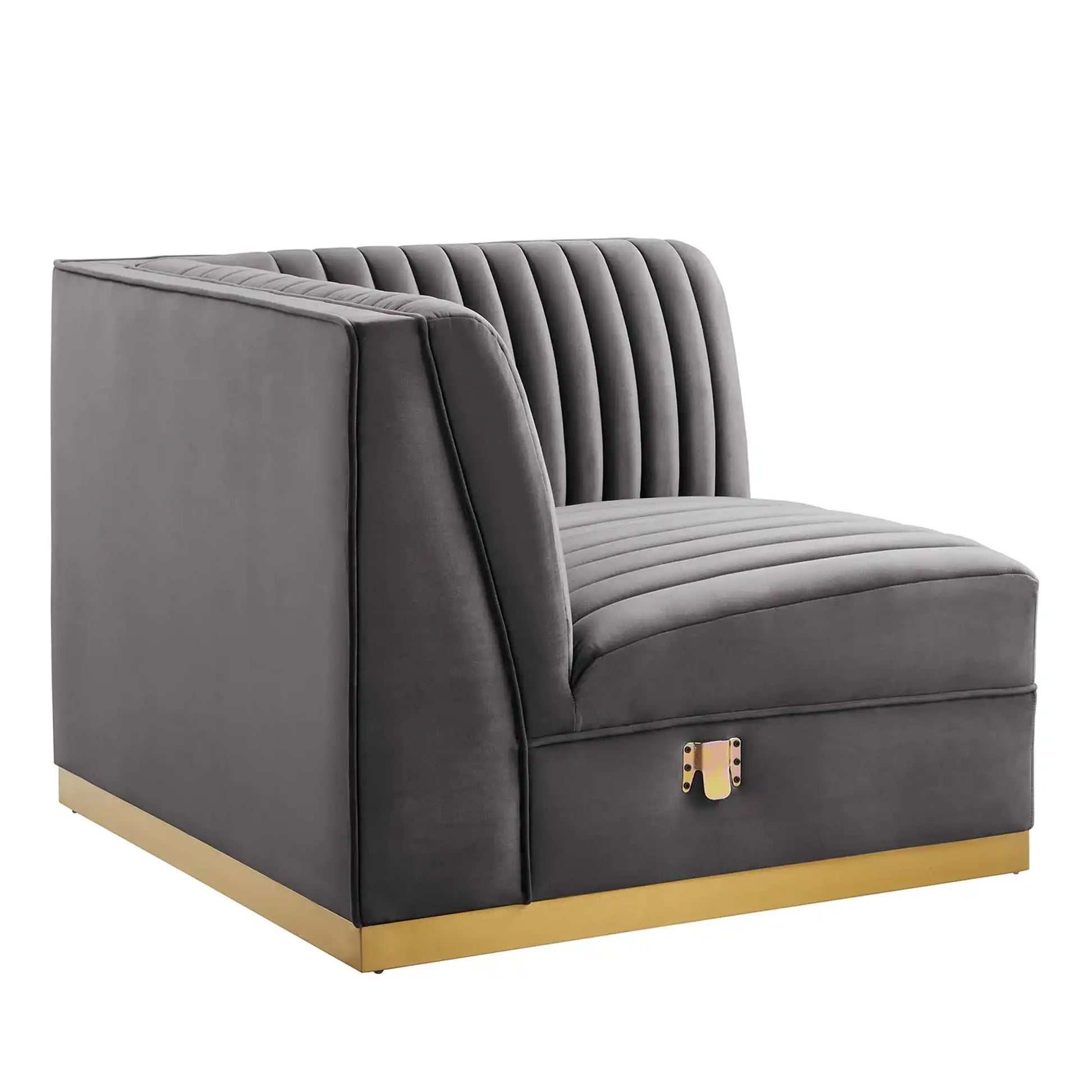 Sanguine Channel Tufted Performance Velvet Modular Sectional Sofa Right Corner Chair by Modway - Best Buy Furniture