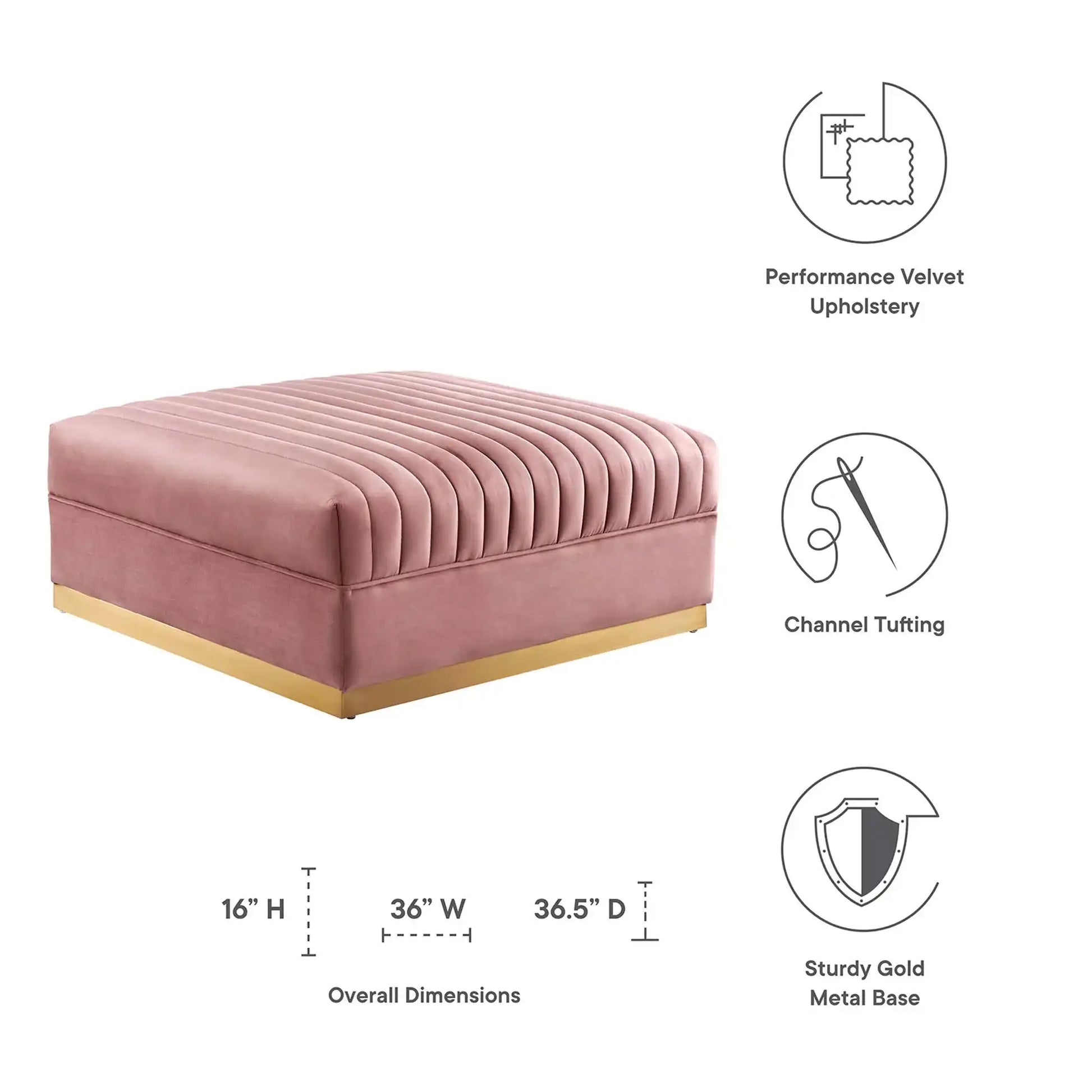 Sanguine Channel Tufted Performance Velvet Modular Sectional Sofa Ottoman by Modway - Best Buy Furniture