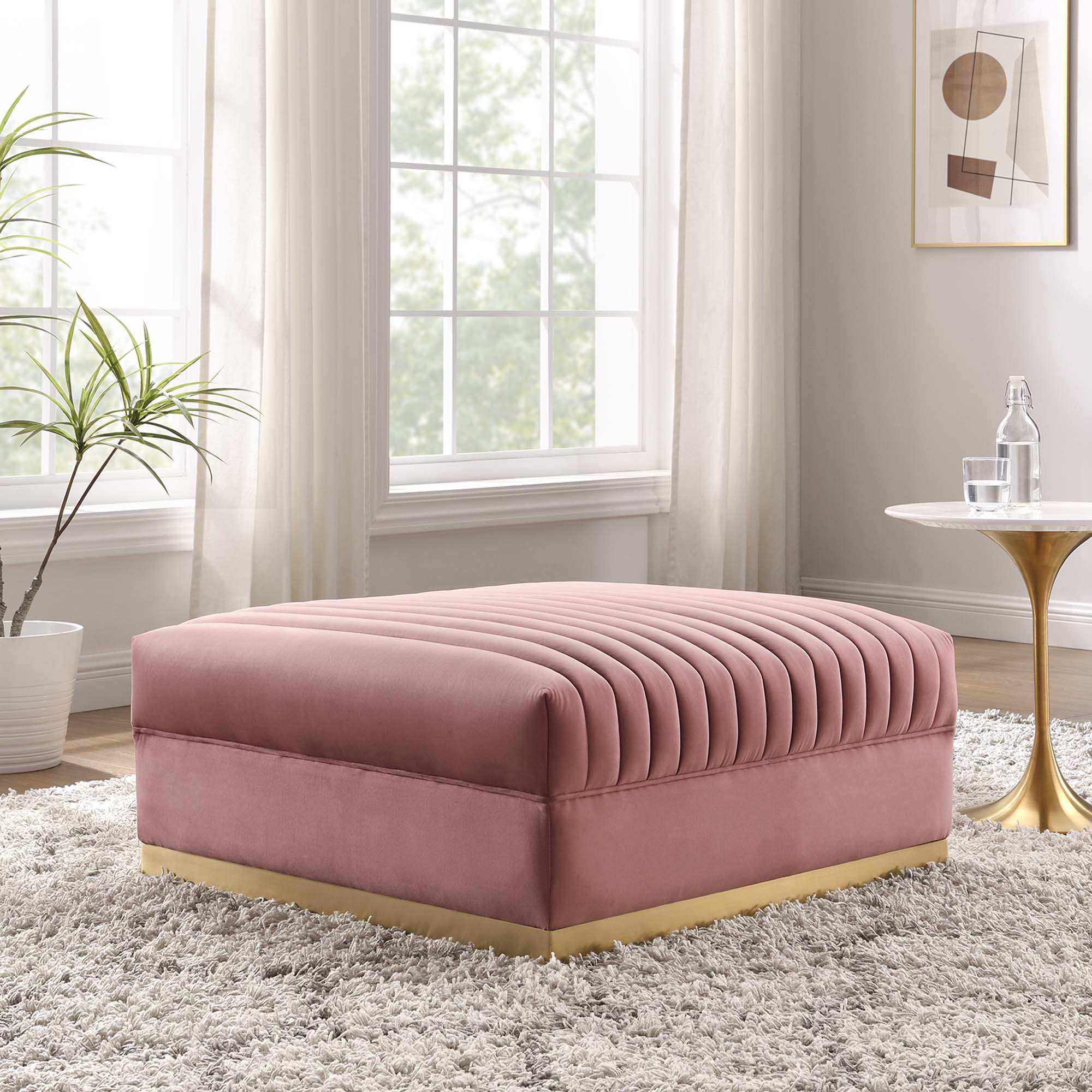 Sanguine Channel Tufted Performance Velvet Modular Sectional Sofa Ottoman by Modway - Best Buy Furniture