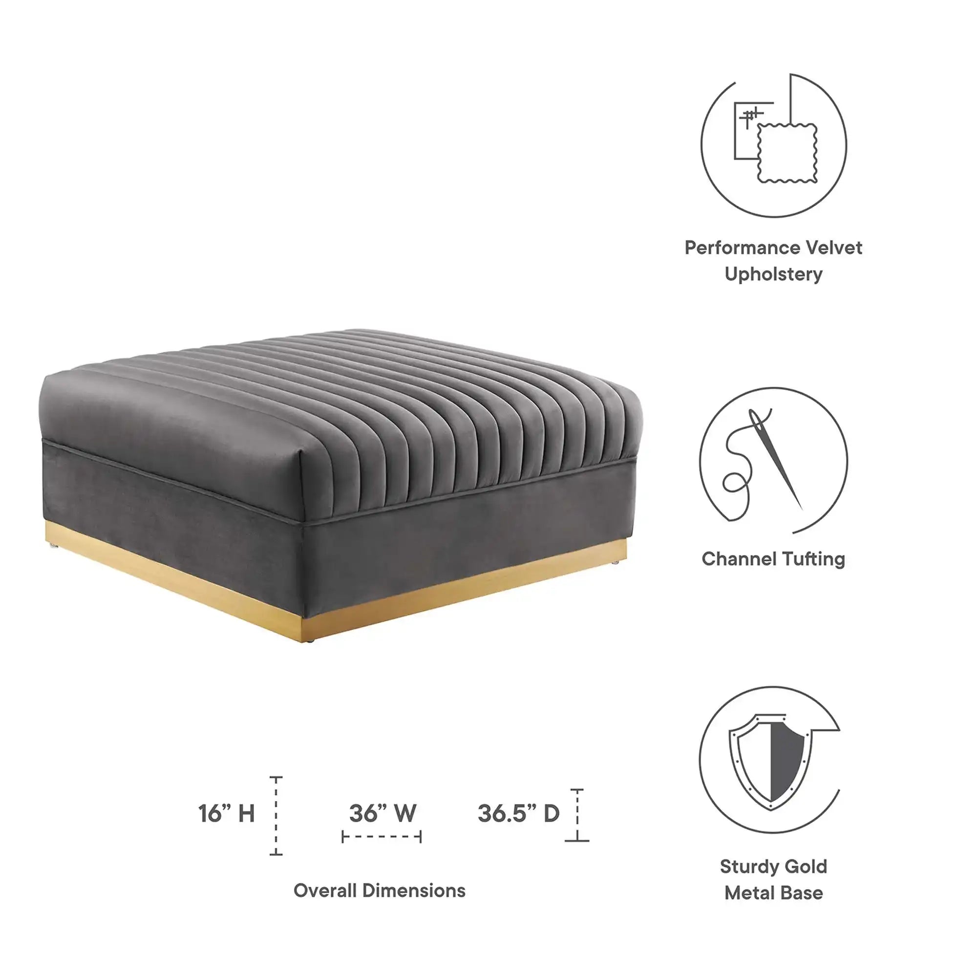 Sanguine Channel Tufted Performance Velvet Modular Sectional Sofa Ottoman by Modway - Best Buy Furniture