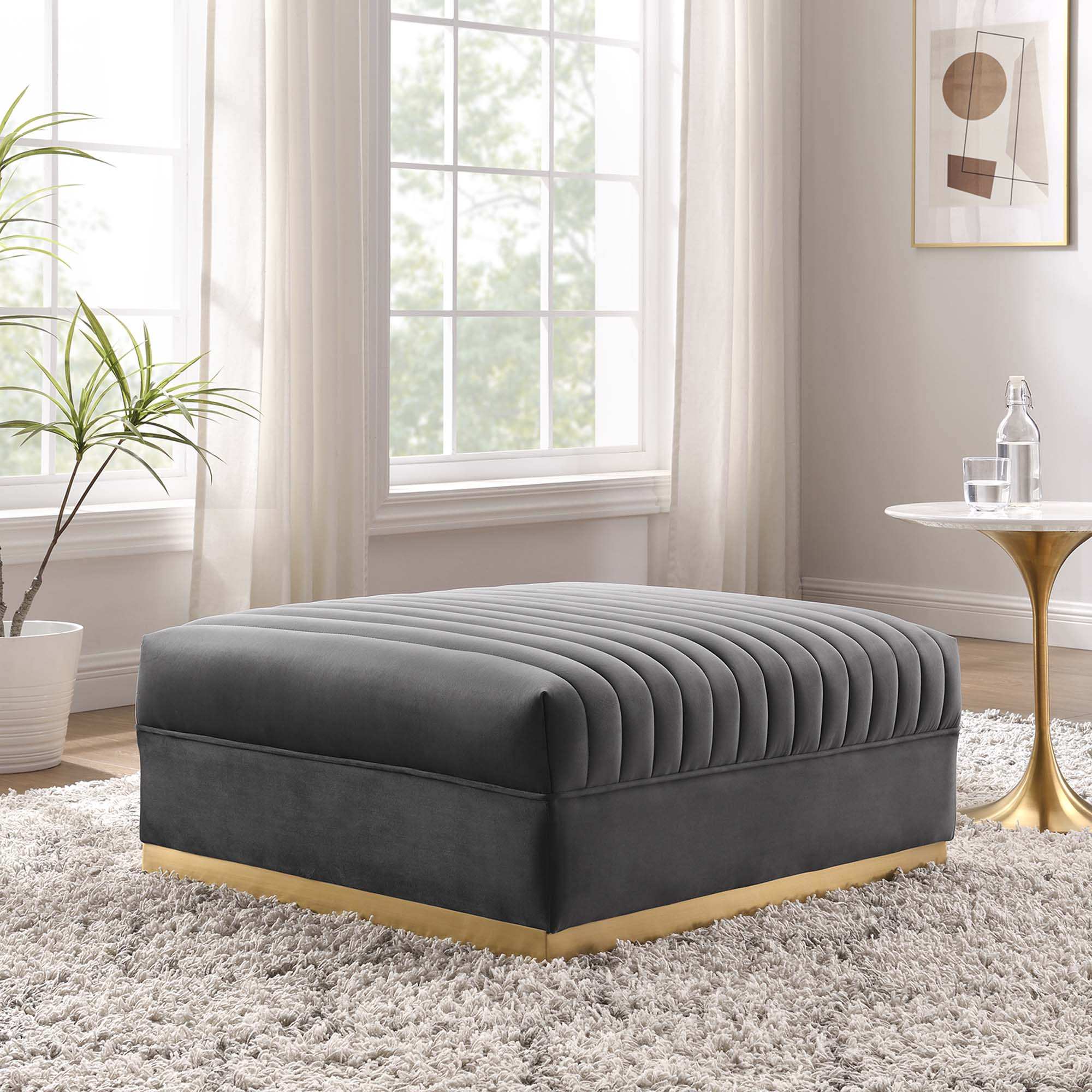 Sanguine Channel Tufted Performance Velvet Modular Sectional Sofa Ottoman by Modway - Best Buy Furniture