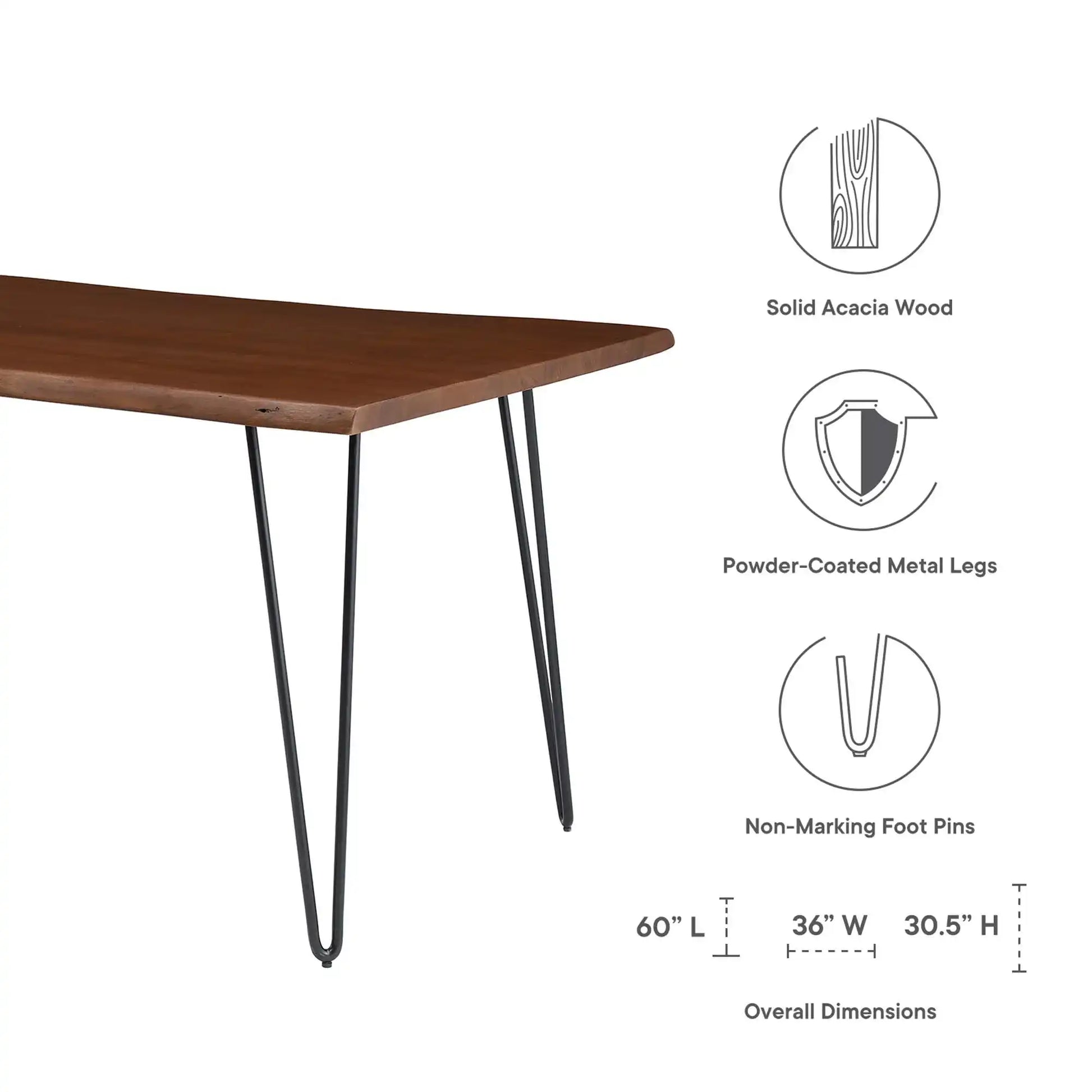 Ardor 60" Live Edge Acacia Wood Acacia Wood Dining Table by Modway - Best Buy Furniture