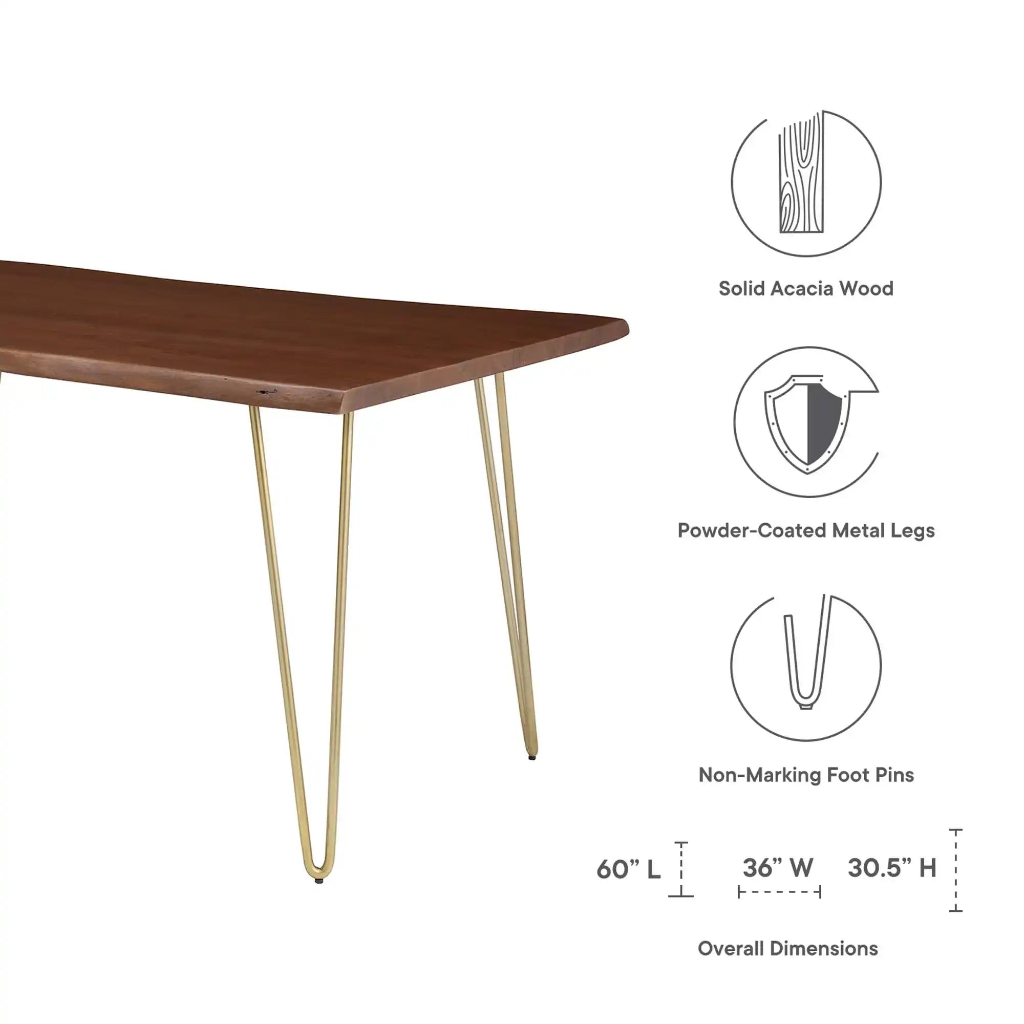 Ardor 60" Live Edge Acacia Wood Acacia Wood Dining Table by Modway - Best Buy Furniture