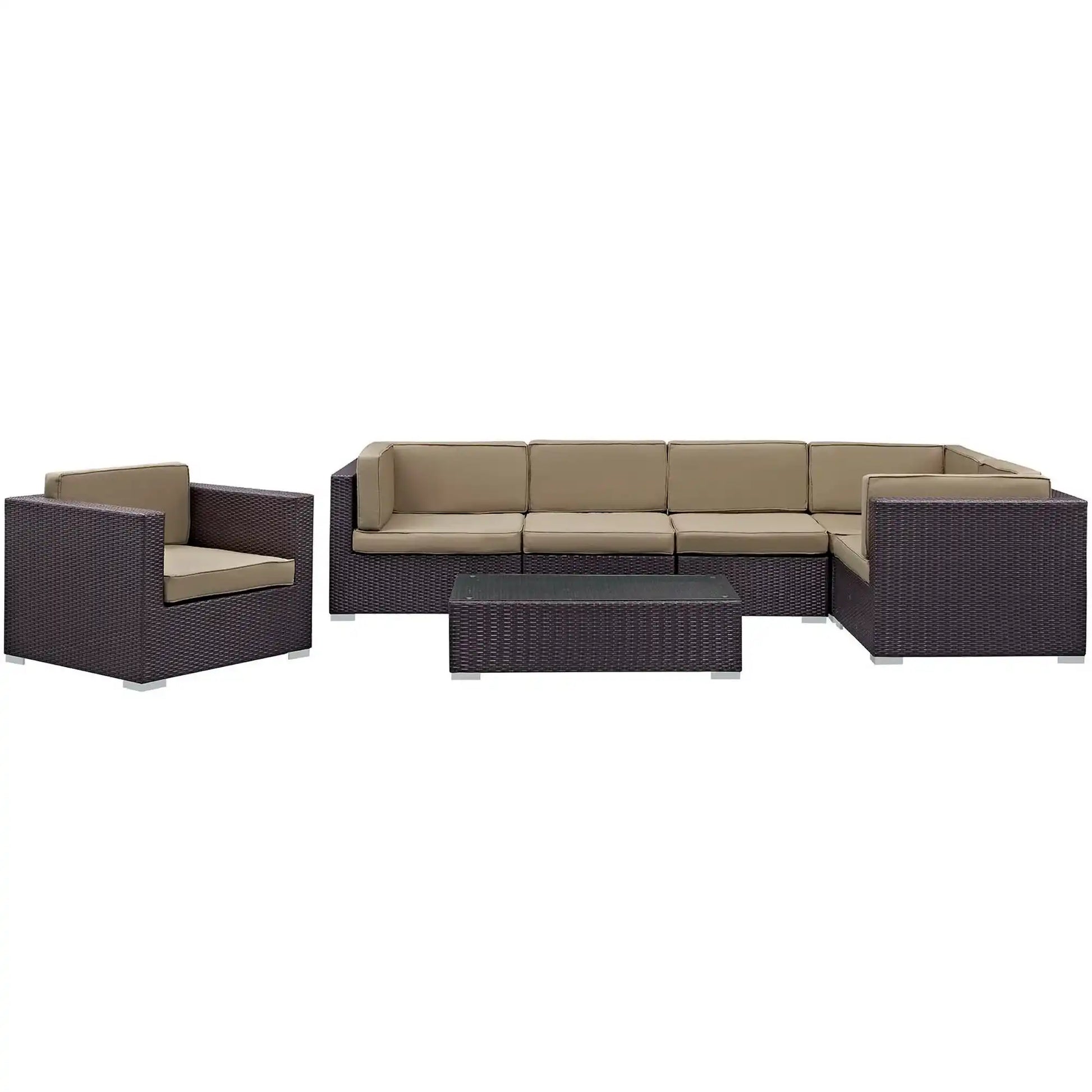 Corona 7 Piece Outdoor Patio Sectional Set by Modway - Best Buy Furniture