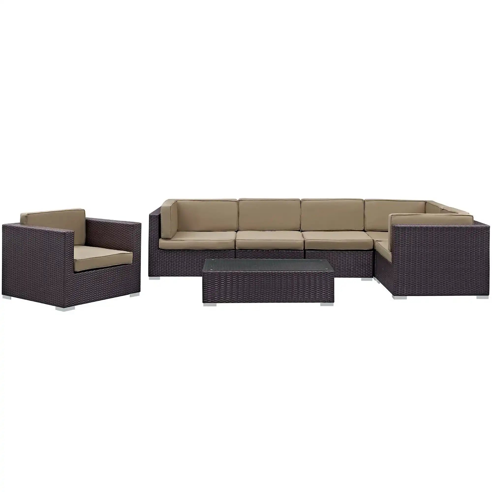Corona 7 Piece Outdoor Patio Sectional Set by Modway - Best Buy Furniture